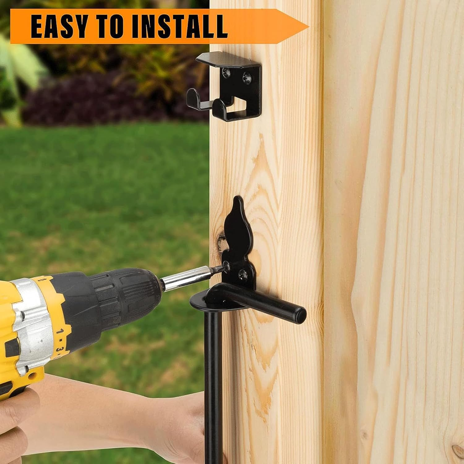 36In Cane Bolt Gate Drop Rod, 2 Set Alloy Steel Gate Ground Latches for Wooden Fences Metal Gates Door, Heavy Duty Gate Drop Pin, Gate Ground Stopper Hardware image number 4