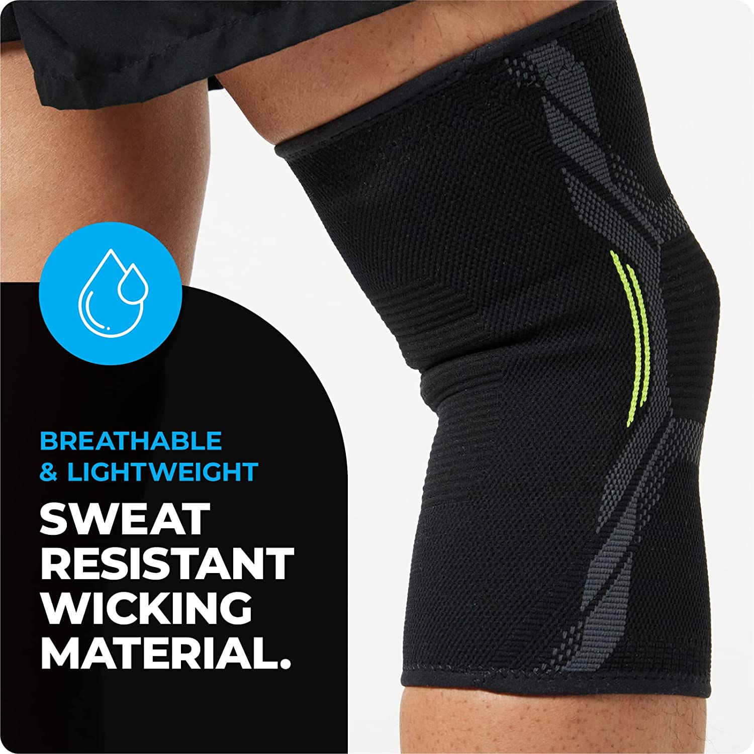 VITTO Knee Brace for Men & Women - Knee Support for Meniscus Tear, Arthritis, Joint Pain, Ligament Injury - Knee Compression Sleeve for Running or Weight Lifting (Black, XL) image number 5