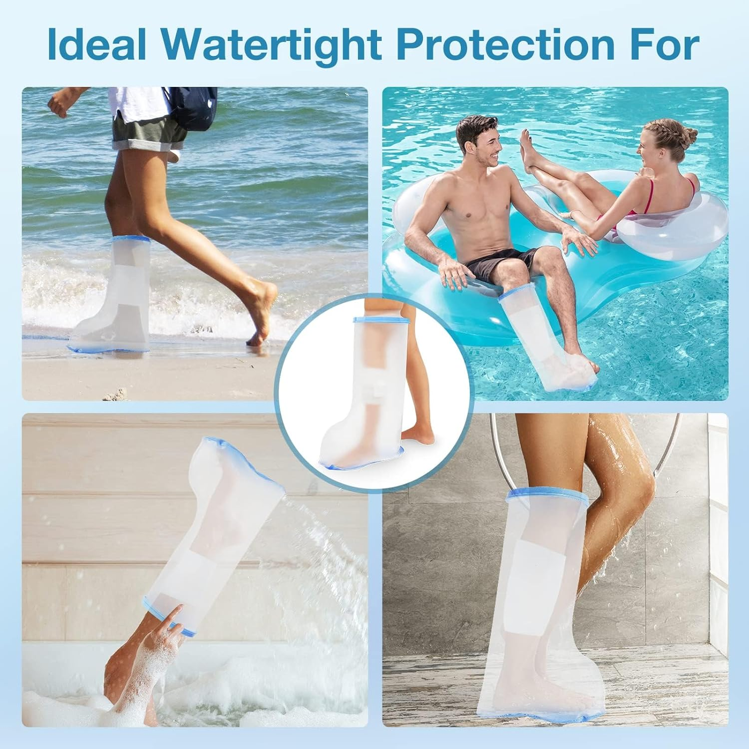 Waterproof Leg Cast Cover for Shower Bath,Cast Covers for Shower Leg after Surgery,Reusable Widening Large Footboard Leg Shower Cover with Non-Slip Bottom for plus Size Adults Surgery Shower Boot