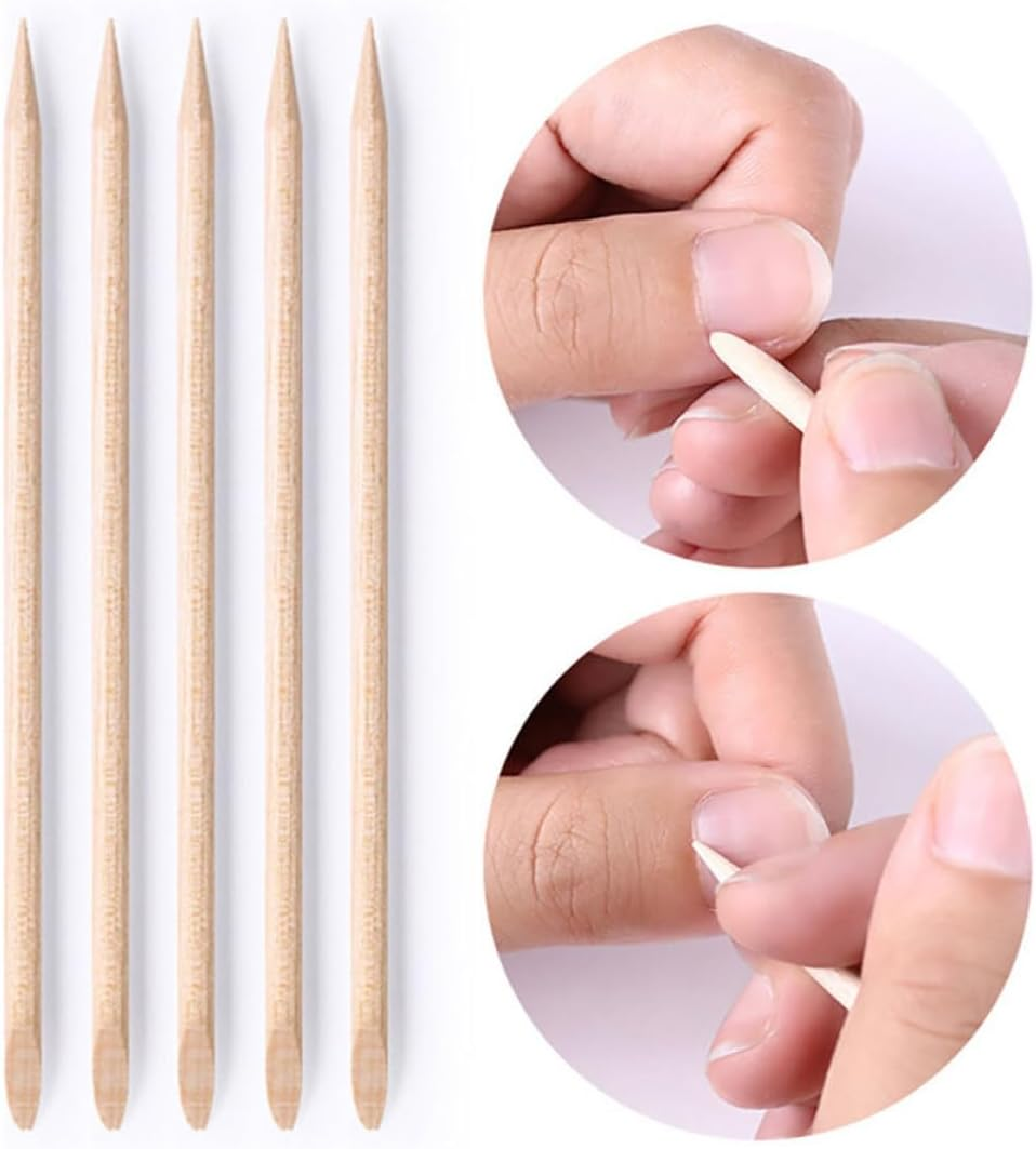 NOLITOY 100Pcs Wood Stick Cuticle Pusher Remover Nail Art Manicure Pedicure Sticks image number 6