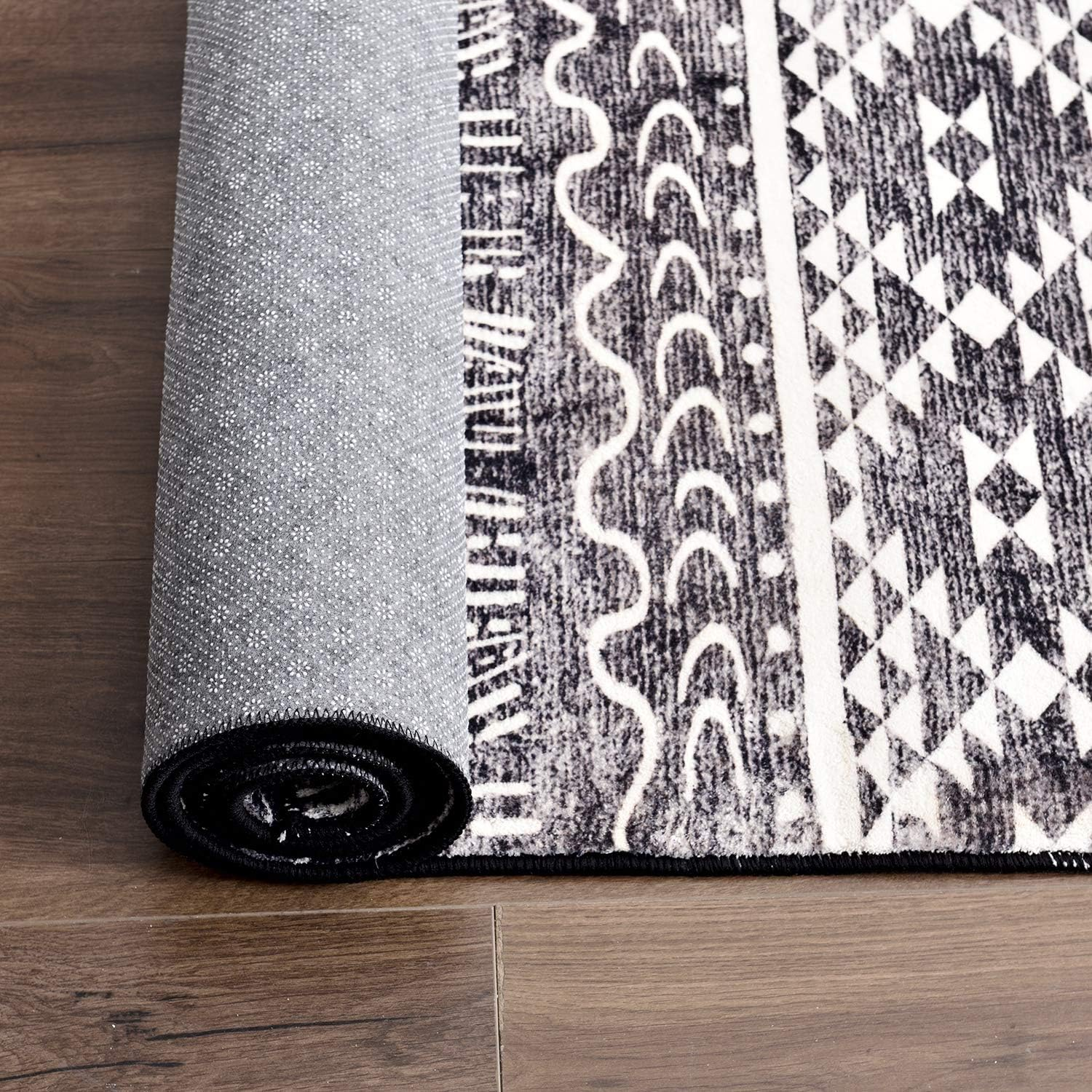 Tinyboy-Hbq Area Rug Living Room Rugs Bedroom Carpet Rug Luxury Imitation Cashmere Rug Modern Decorative Rugs for Living Room Floor Mats (Black/White) (160 * 200Cm(5.3 * 6.6Ft)) image number 3