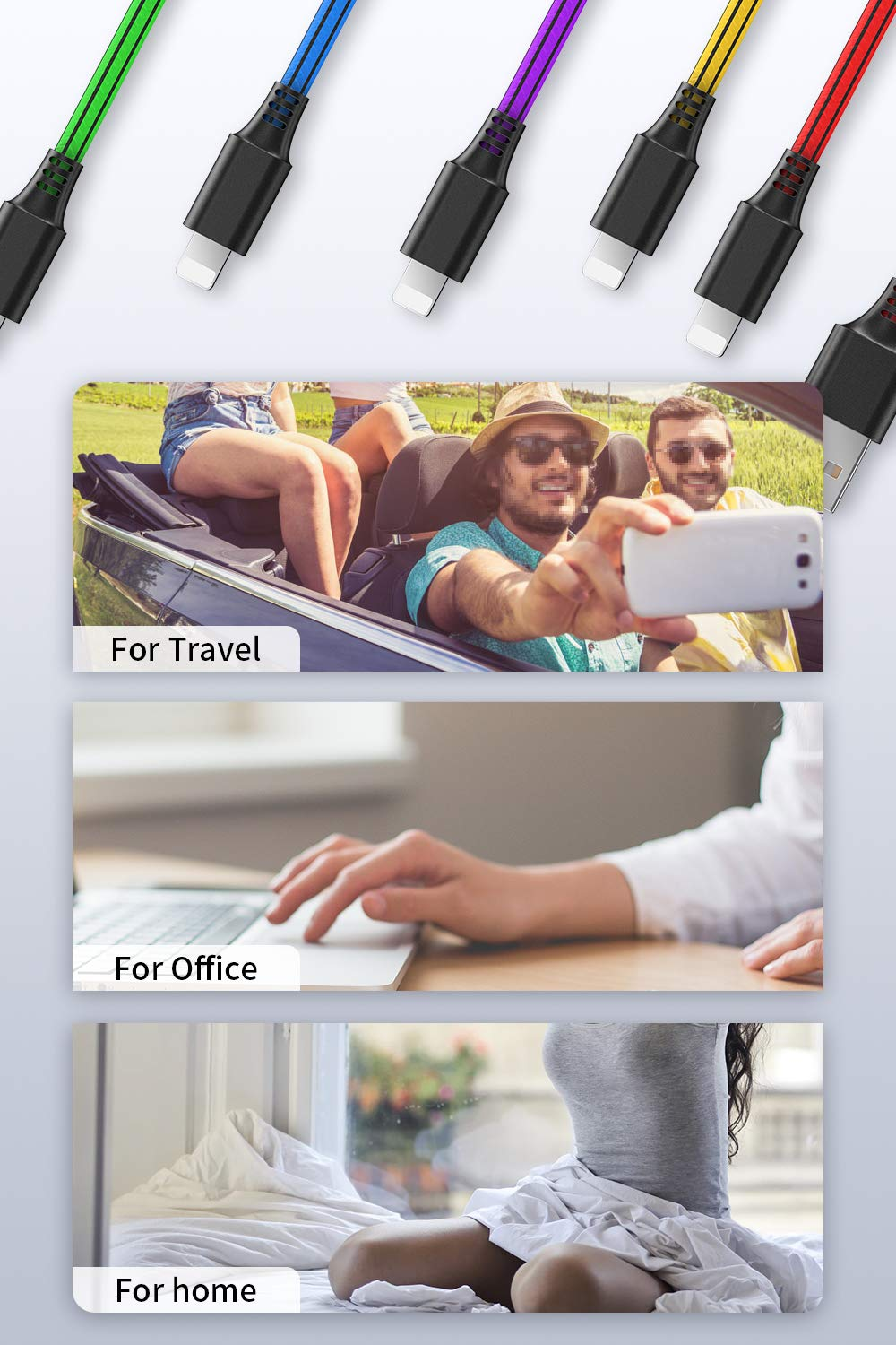 Phone Charger 5 Pack 2M(6Ft) Cable Phone Charging Syncing Cord Charger Cable Compatible for Phone 14 13 12 11 Pro Max XR XS Max X 10 8 7 6 SE, Pad More image number 5