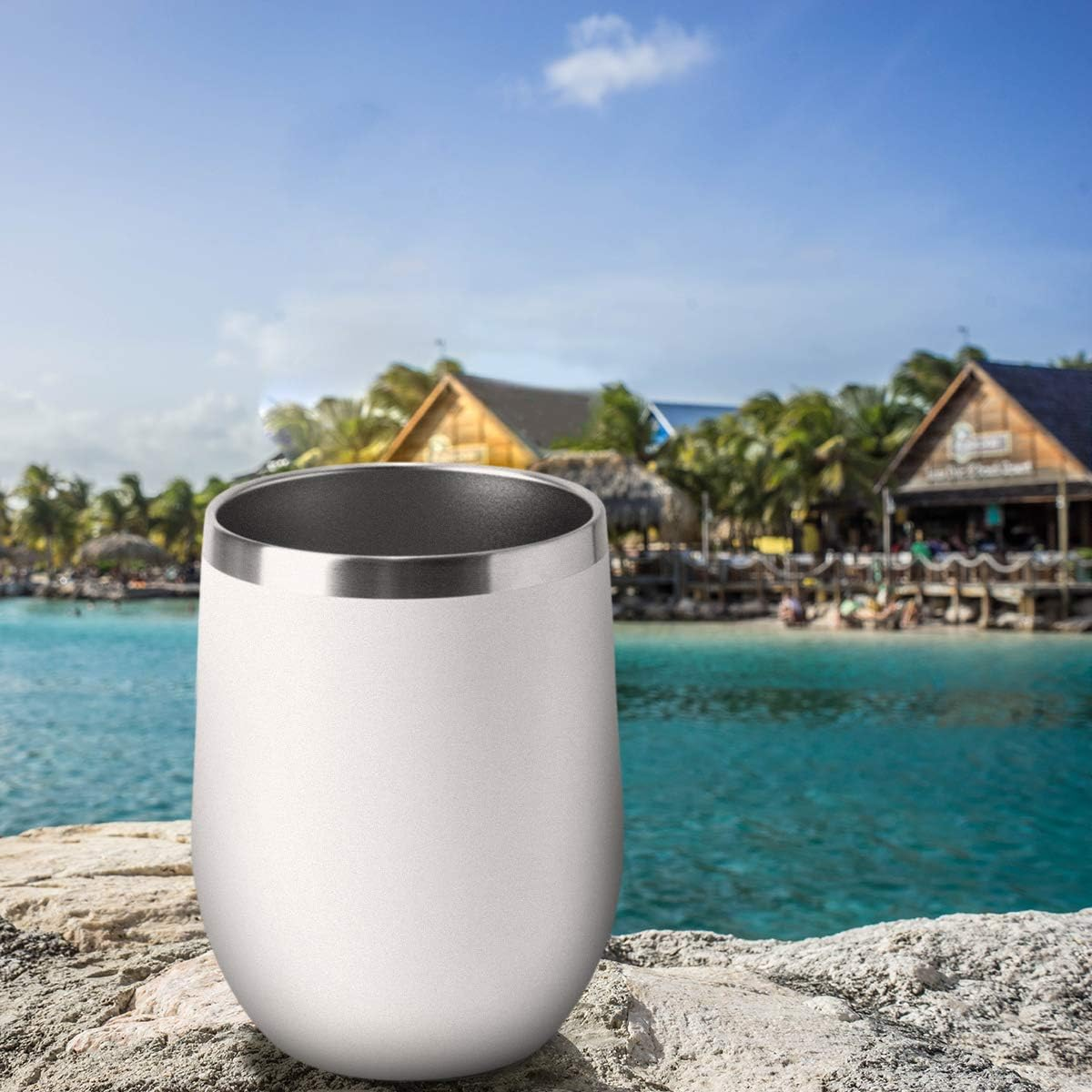 HASLE OUTFITTERS 12Oz Wine Tumbler with Lid Stemless Wine Glasses Double Wall Vacuum Travel Mugs Stainless Steel Coffee Cup for Cold & Hot Drinks Wine Coffee Cocktails Beer 12 Pack White image number 6