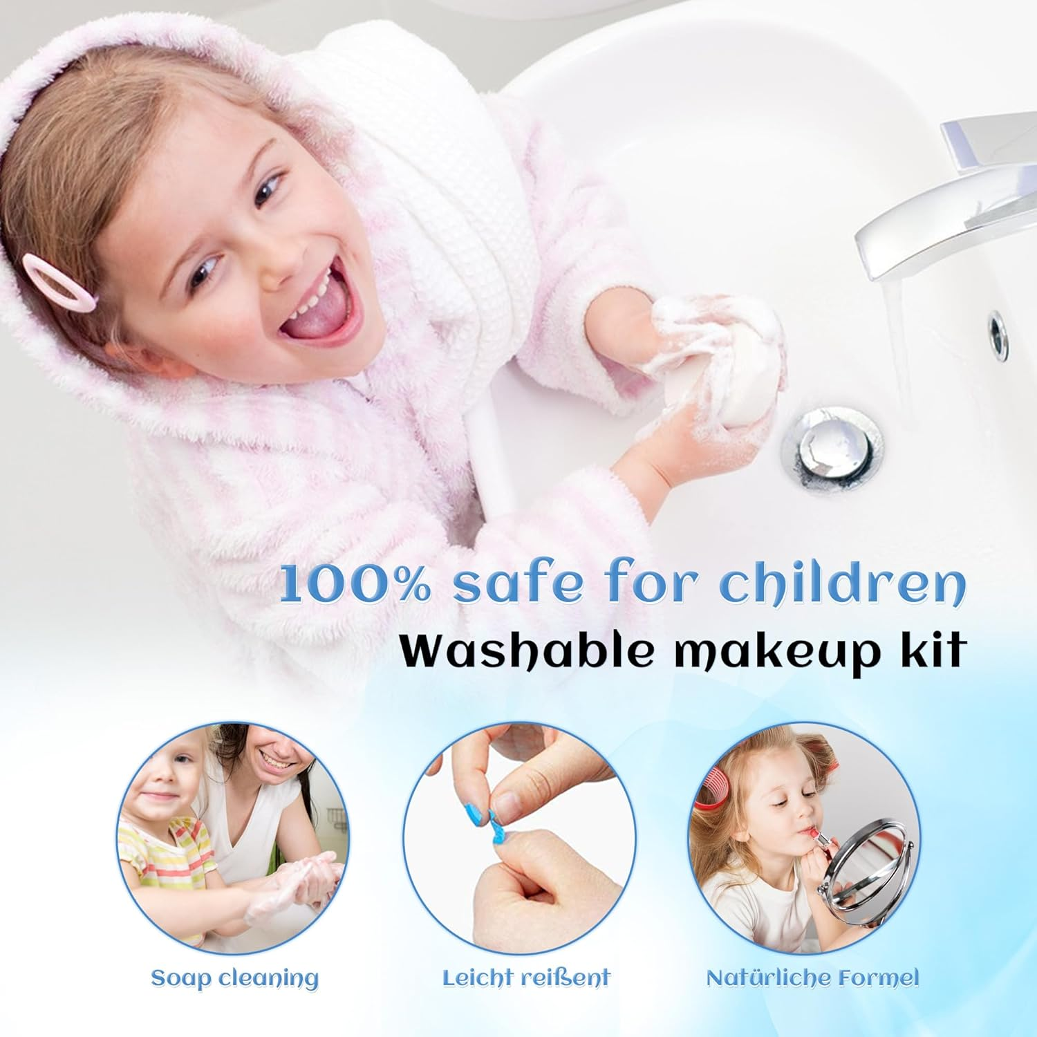 Kids Makeup Kit for Girl - 57PCS Frozen Toys for Girls,Real Washable Makeup Little Girls Gift,Toddler Play Make up Kids Toys Makeup Vanities for Princess Girls Children Age 4+ Christmas & Birthday Toy image number 2