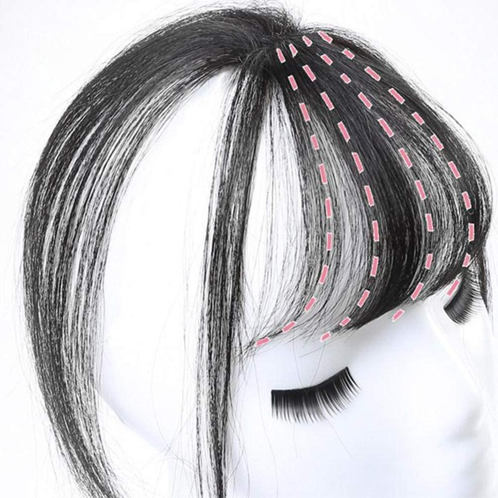 Human Hair Toppers, 3D Air Bangs for Women Girls for Daily Wear (Assorted Color #96) - Black image number 6