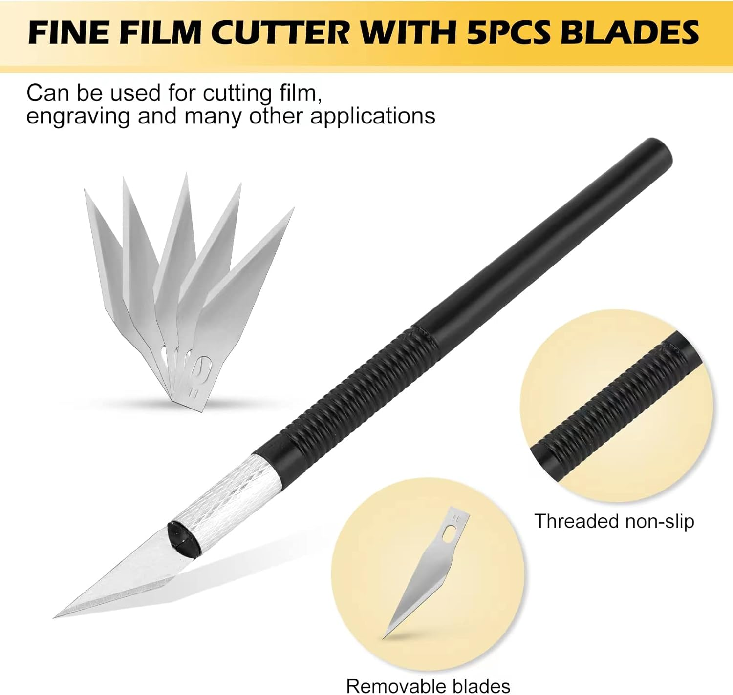 Window Tinting Tools, Window Film Kit, Professional Car Wrap Kit, Vinyl Wrap Kit, Tint Kit Includes Square with Flannel Squeegee, Carving Knife, Safe Membrane Cutter, Edge Trimming Squeegee. image number 5