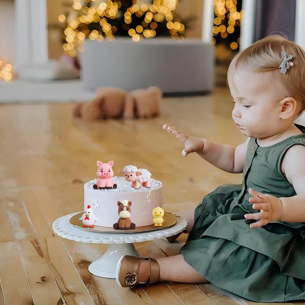 5Pcs Farm Animal Birthday Cake Decoration 3D Cartoon Farm Animal Cake Topper Sheep Cow Pig Duck Chicken Cake Decoration Cake Topper Cupcake Topper Picks for Baby Shower Kids Birthday Party image number 2