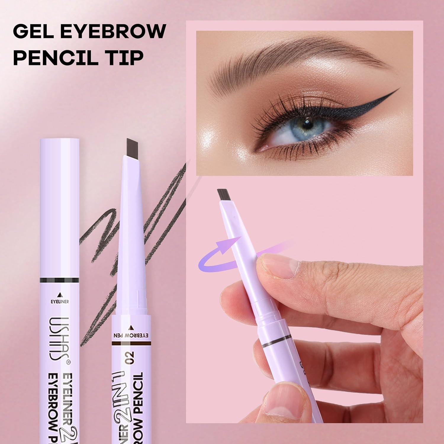 YBUETE 2-In-1 Eyebrow Pencil Eyeliner, Professional Bionic 3D Micro Precision Tip Eyebrow Pen, Liquid Smooth Black Eyeliner Eye Makeup, Long-Lasting Waterproof Natural Brows Eye Makeup for Women image number 4
