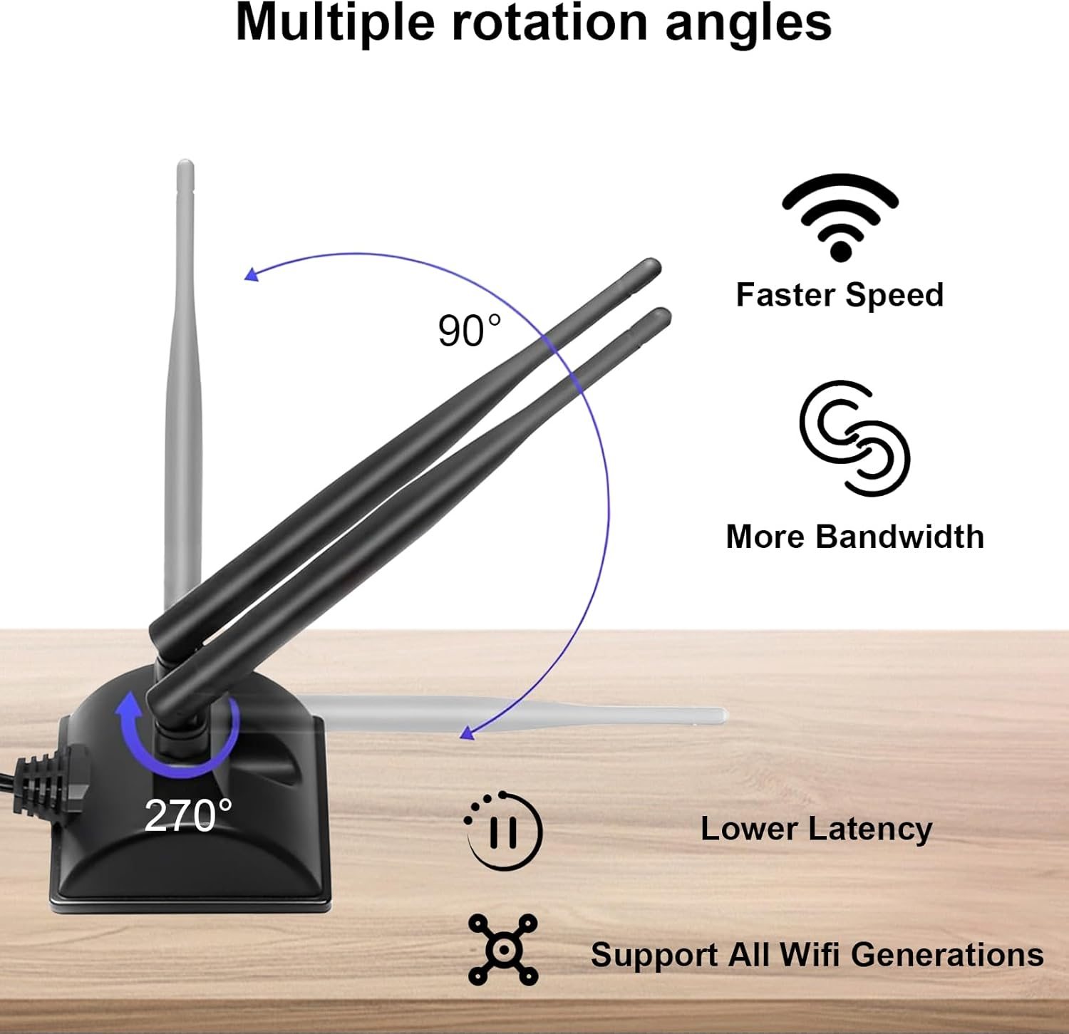 AQTAQ Wifi Antenna 2.4Ghz 5Ghz Dual Band Frequency Magnetic 6Dbi RP-SMA Adapter for WLAN PCI Wifi Cards Wireless Router Bluetooth Dlink PCI-E Wifi Network Card USB Wifi Adapter Wireless Router image number 1
