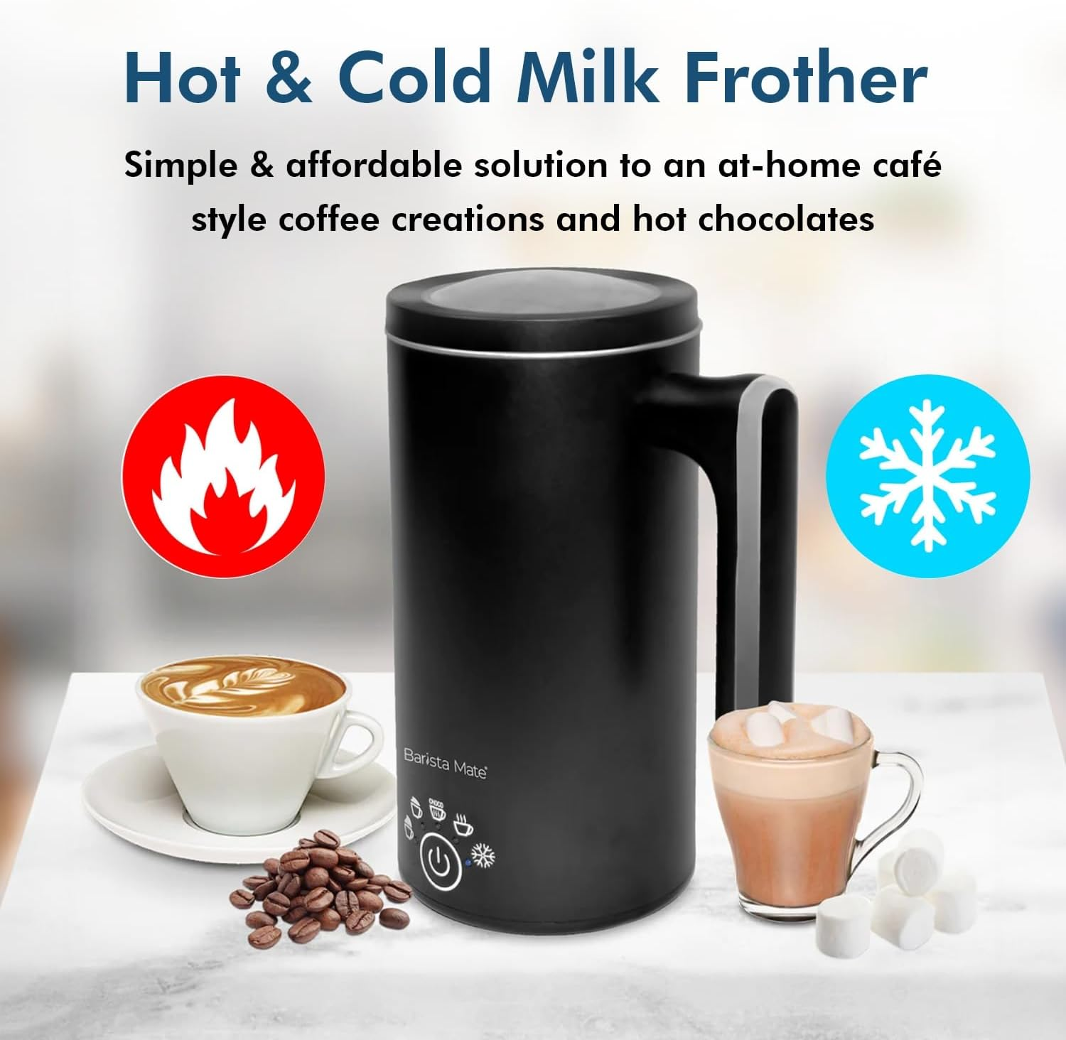 Healthy Choice Barista Mate Hot & Cold Milk Frother Cold Froth with a Frothing Capacity up to 250Ml and a Heating Capacity up to 500Ml | Colour - Black, Power - 500W image number 1