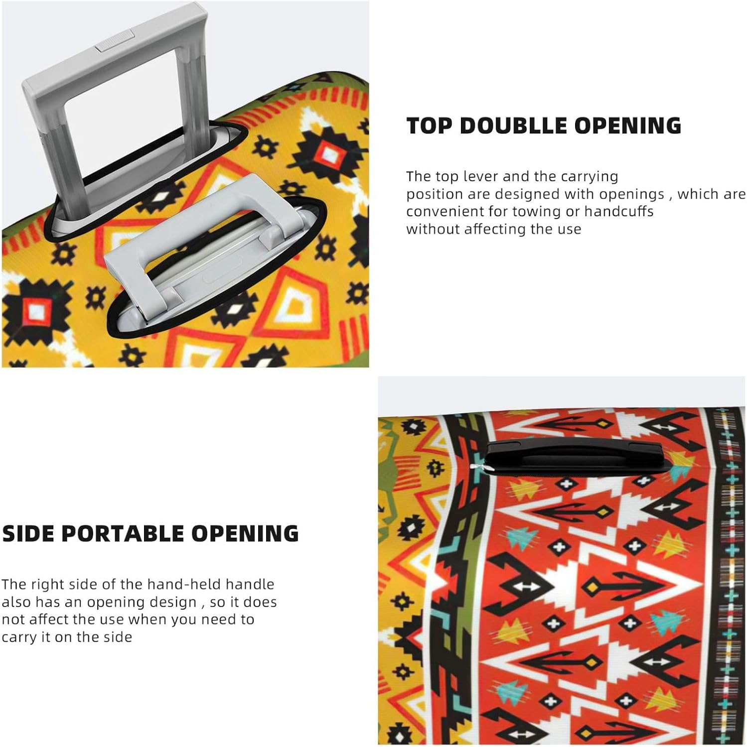 Odddot Bohemian Feather Print Travel Luggage Cover,Suitcase Protector Cover, Washable Baggage Covers,For 18-32 Inch Luggage, Bohemian Feather, Large image number 3