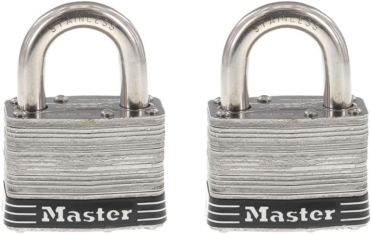 Master Lock Padlock, Laminated Stainless Steel Lock, 2 In. Wide, 5SST (Pack of 2-Keyed Alike) image number 4