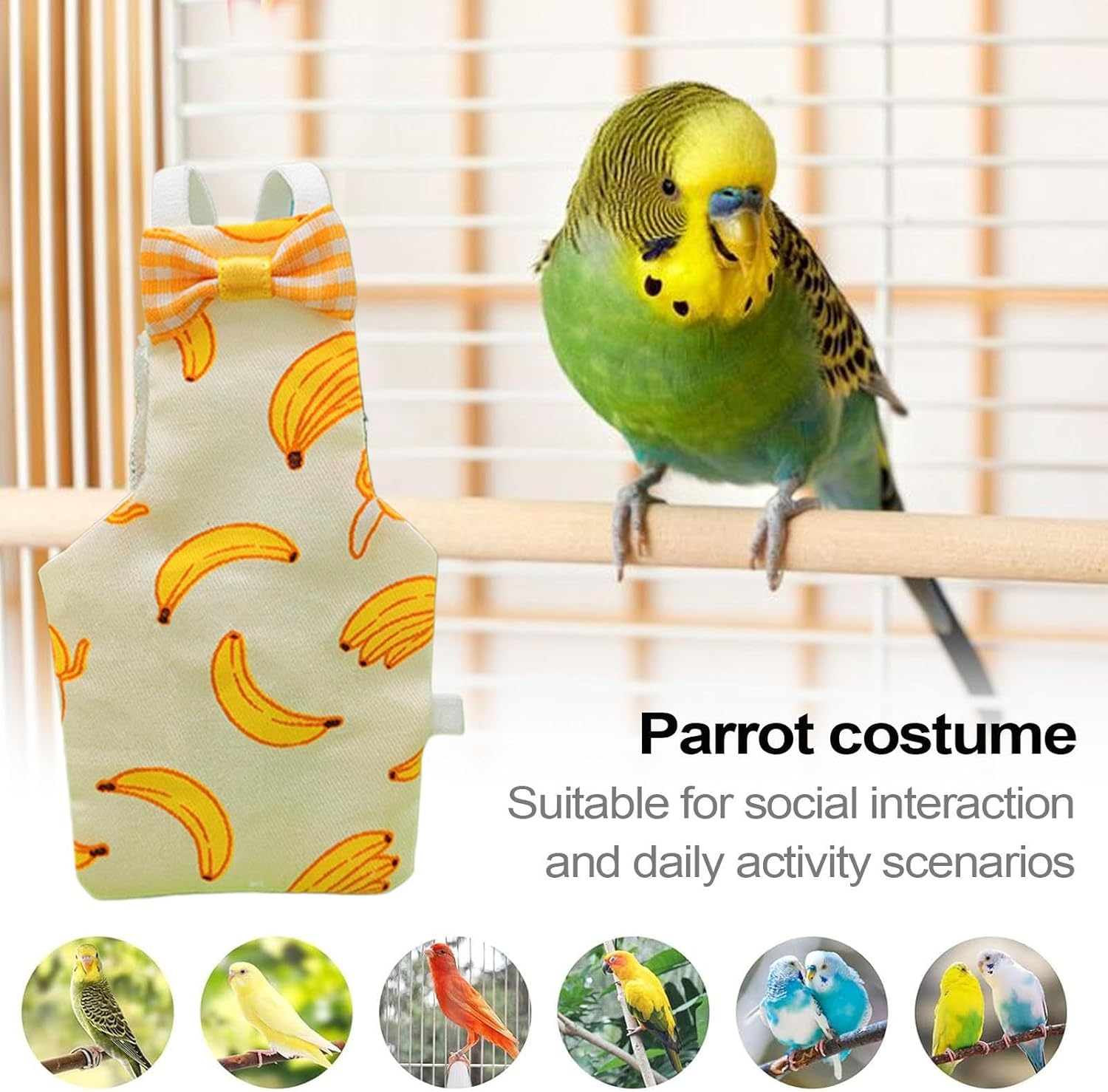 Bird Diapers, Bird Diapers Clothes for Pigeons, Cute Parakeet Cotton Clothing with Strap for Pet Animals Yard Travel Housewarming Halloween Garden image number 6