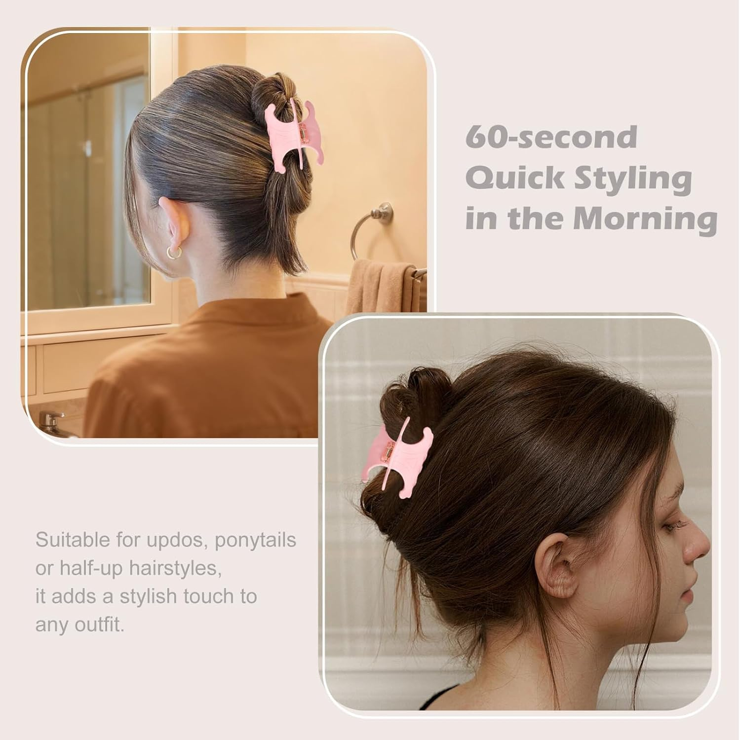 Celblisora Pack of 3 Premium Hair Clips Made of Robust Acetate in Butterfly Shape, Medium Hair Clips, Perfect for Updos, Hair Clips for Women image number 5