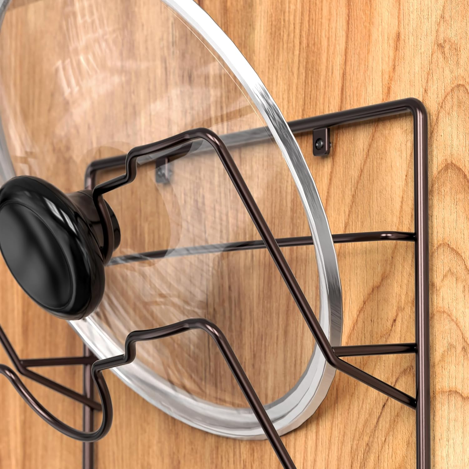 Simplehouseware 5 Tier Wall Mounted Pot Lid Rack, Bronze image number 2