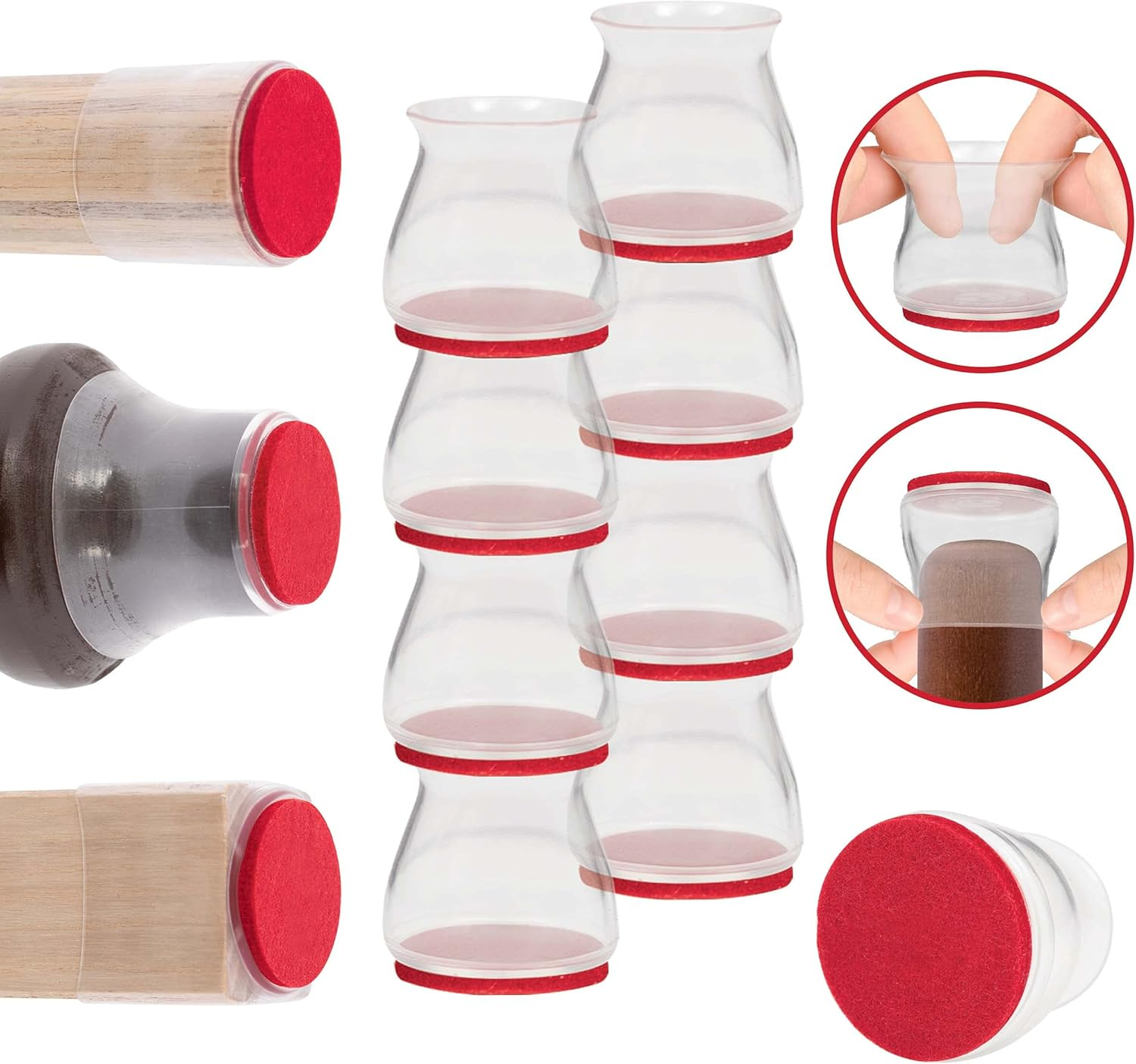 Bulbhead Ruby Sliders as Seen on TV by - Red Means They&rsquo;Re Authentic - Premium Chair Covers Protect Hardwood & Tile Floors from Scratching - Fits Most Furniture Leg Sizes & Shapes - 8 Pack image number 4