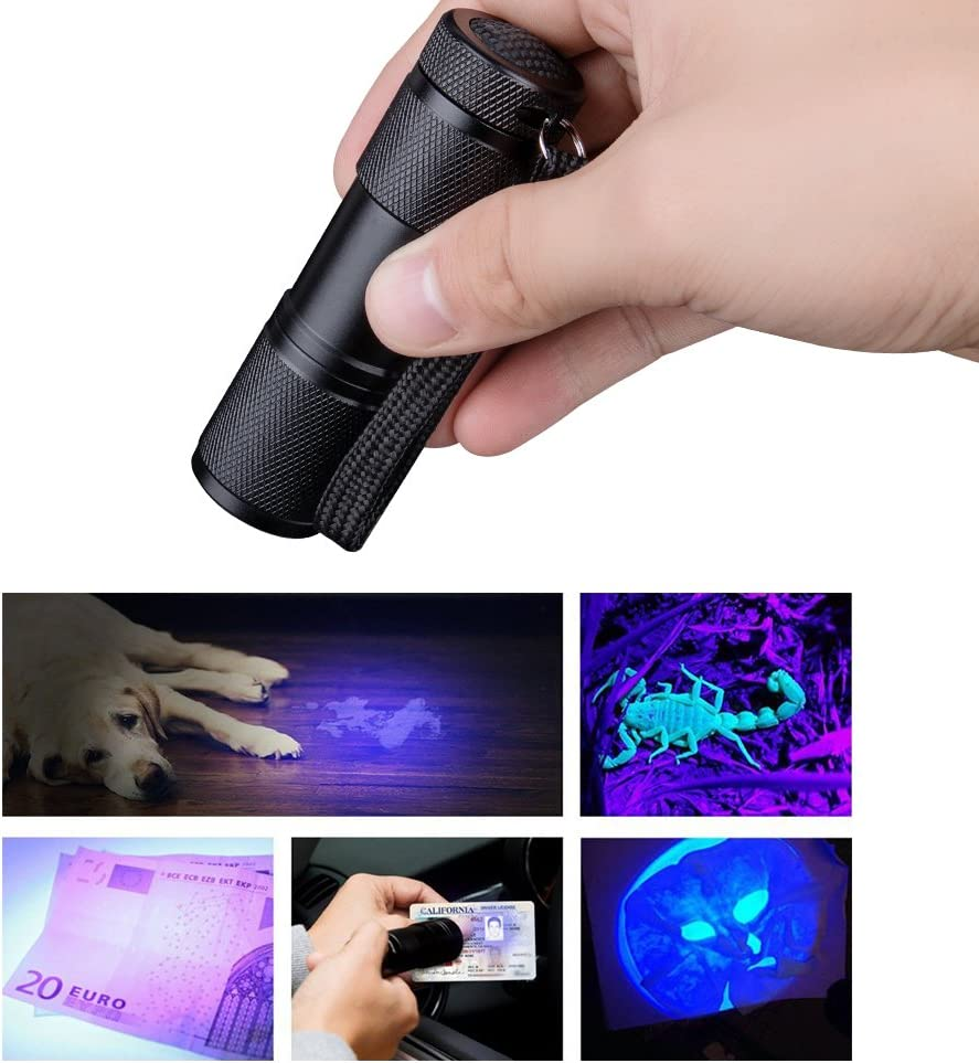 395Nm Blacklight UV Flashlights, Portable 9 LED Black Light Ultraviolet Lamp Detector for Dog Pet Urine,Stains,Good Work with Pet Odor Eliminator(2 Pack,Battery Included) image number 5
