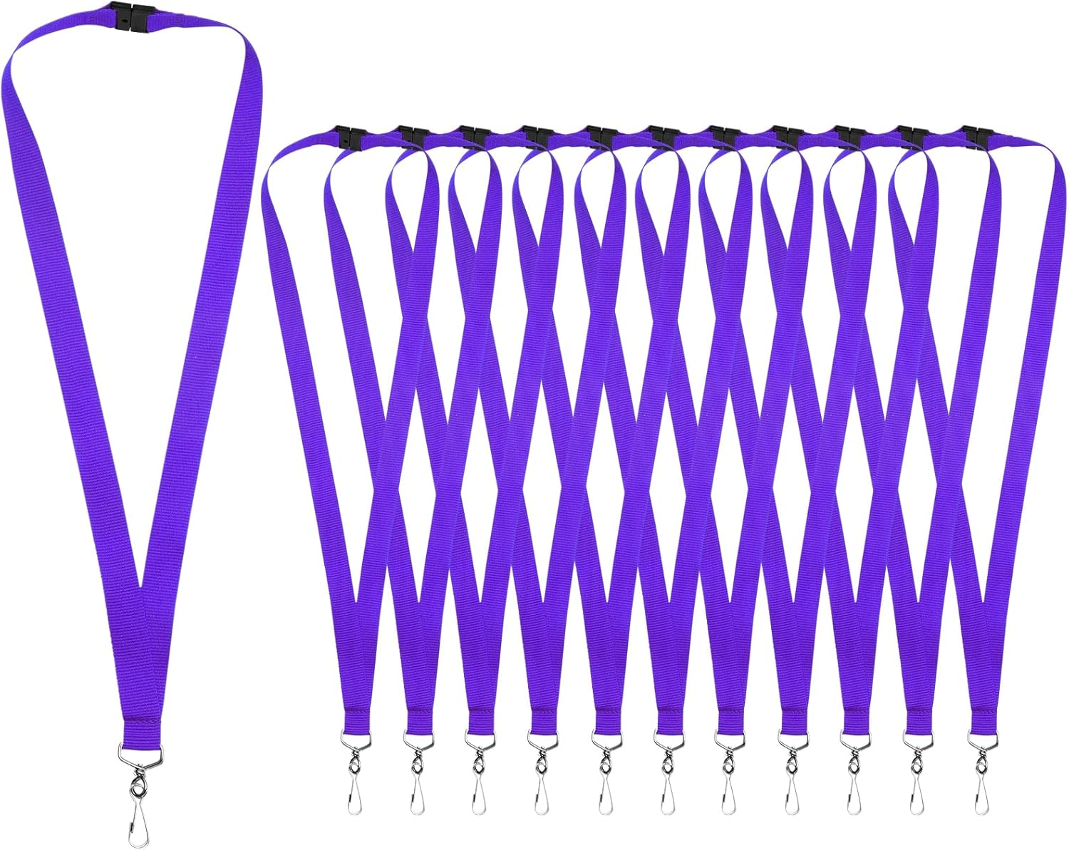 12-Pack Purple Breakaway Lanyards with Metal Hook, Durable Polyester Neck Straps for ID Cards, Keys, Office, School & Events image number 2