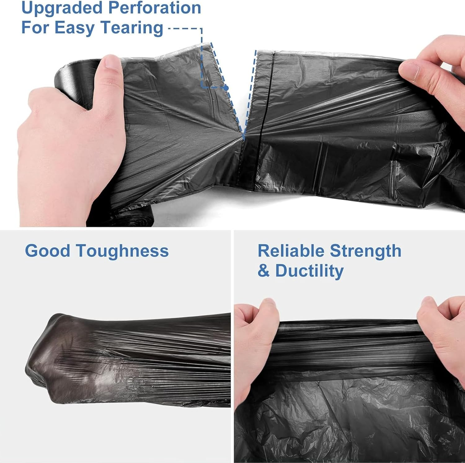 Ultiunison 50 Pcs Garbage Bags Trash Bin Bags, Bin Liner Plastic Rubbish Bags Multi-Purpose Small Garbage Bags for Kitchen,Bathroom,Office (Black, 45X50) image number 4