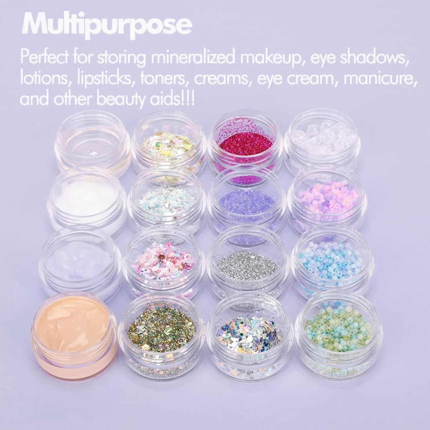 Gaivek 24 PCS 5G Clear Cosmetic Sample Jars with Lids, Small Leak Proof Storage Pots, Refillable Travel Containers for Creams, Lip Balm, Glitter, Beads, Lotion, Scrubs, DIY Makeup image number 3