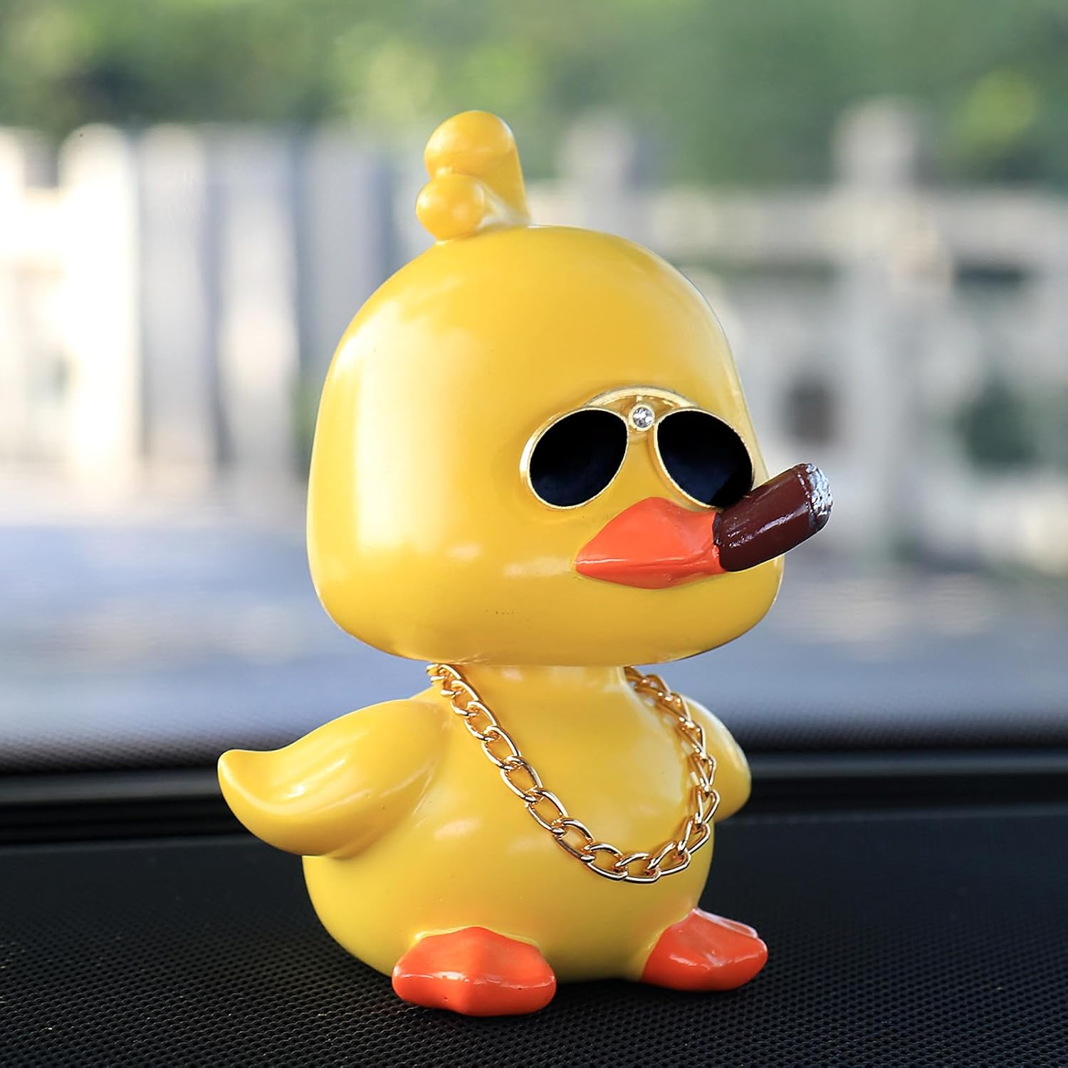 Cool Yellow Duck Car Ornaments Funny Duck Car Dashboard Decorations Shaking Head Doll for Car Auto Interior Decor Accessories image number 3