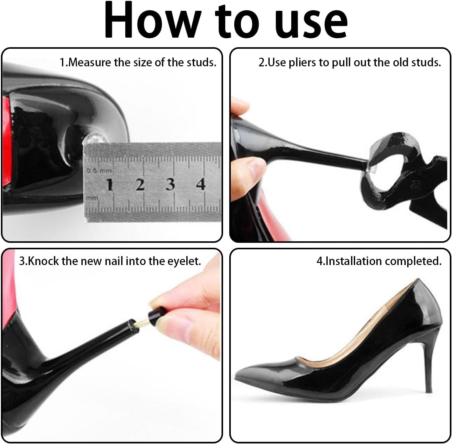 High Heel Replacement Tips - 24 Pairs Rubber Heel Stopper Repair Kit - Protection for Women Shoes Bottom Heels - All Types of High Heels image number 5