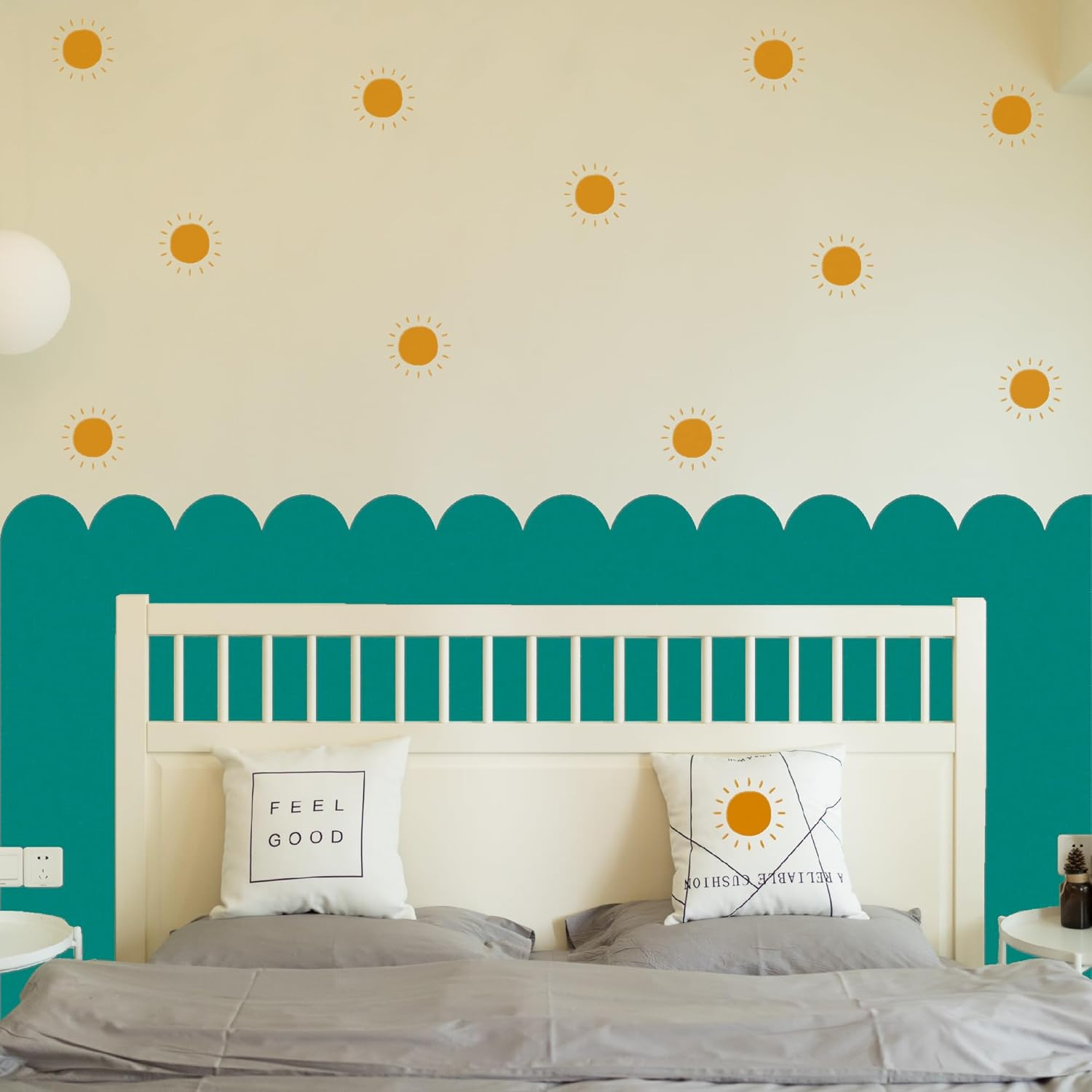 Scallop Border Wall Stencils Kit for Painting Large Pattern on Wall, Reusable Cloud Scallop Edge Template for Nursery, Kids Bedroom Livingroom Home Scandinavian Boho Painting Wall D&eacute;cor image number 3