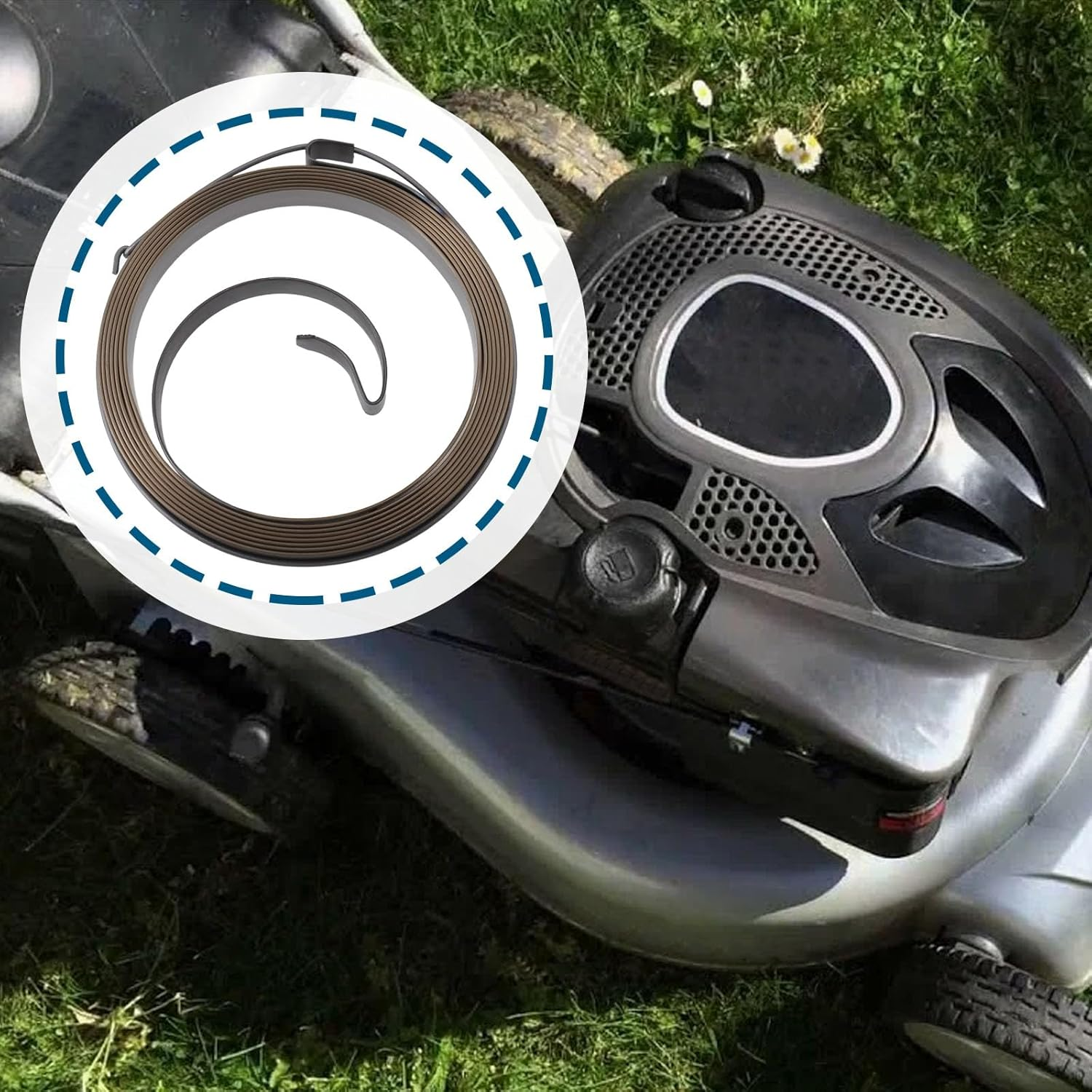 YINETTECH 2Pcs Lawn Mower Recoil Starter Spring Replacement Part 262594 491889 Compatible with Briggs & Stratton Garden Equipment Engines image number 2