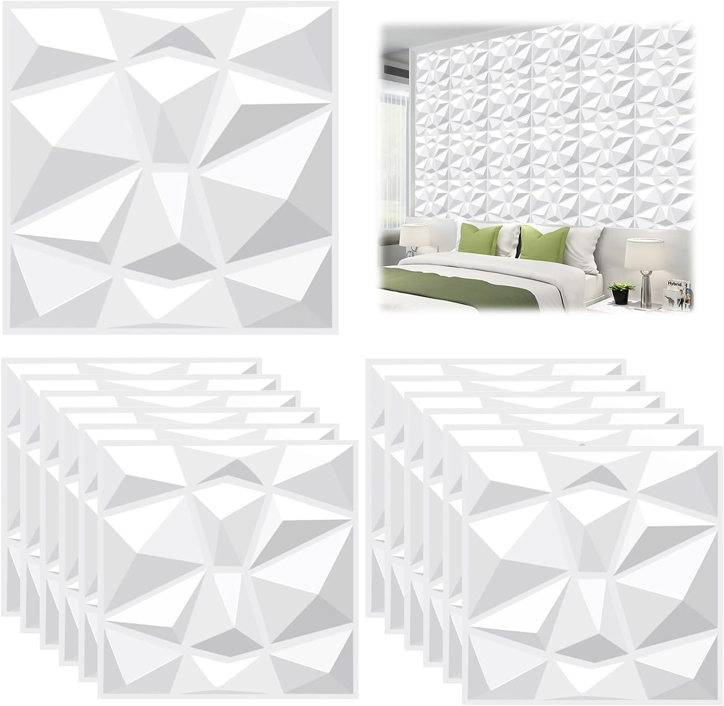 Pack of 12 3D Wall Panels, Self-Adhesive Stone Look, 30 X 30 Cm, Kitchen Back Wall Wallpaper, Wall Tiles, Self-Adhesive Wall Stickers for Interior Wall Decoration, for Furniture, Wall, Door, image number 5