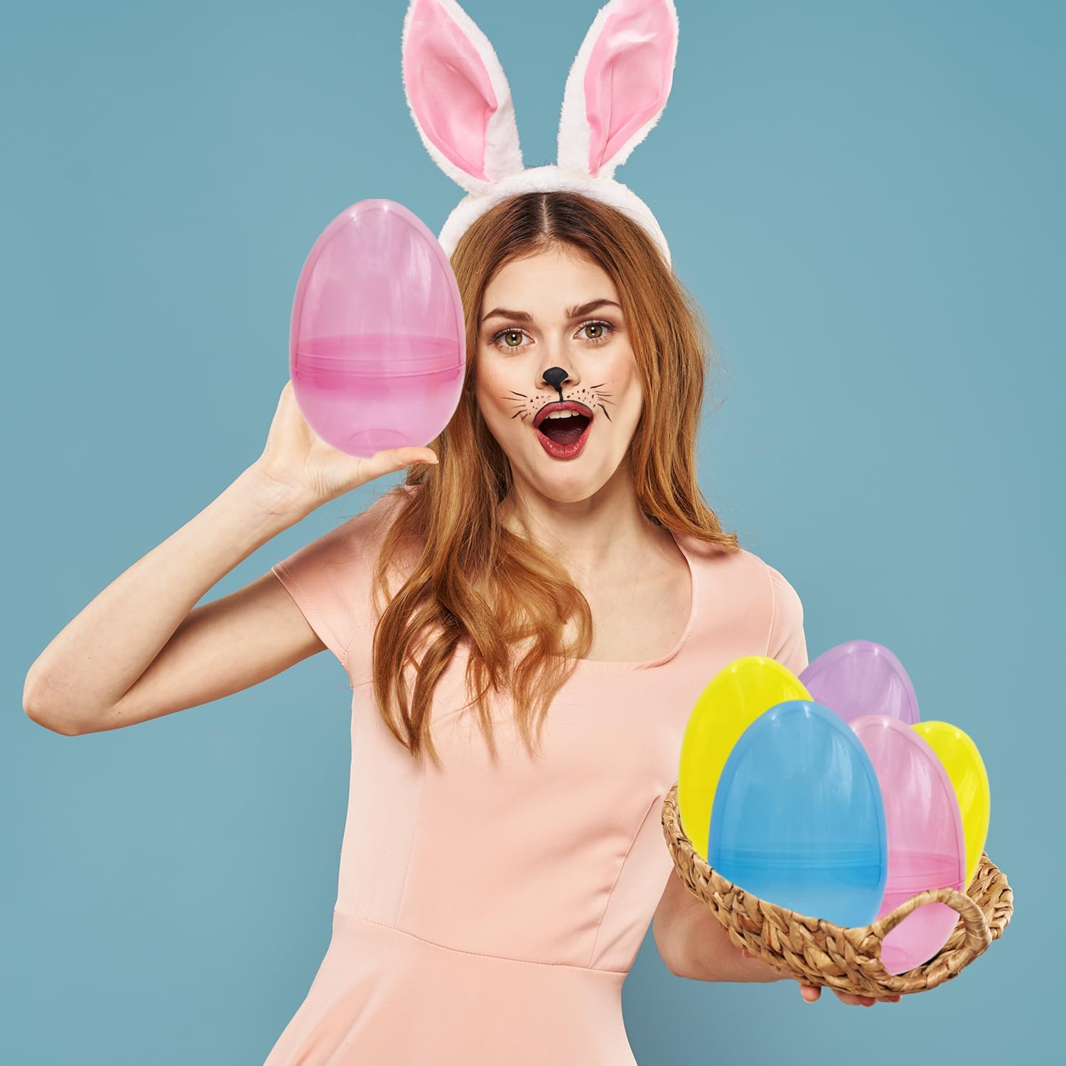 Massive Translucent Fillable Easter Eggs Colorful Bright Plastic Easter Eggs, Stands Upright, Perfect for Easter Egg Hunt, Surprise Egg, Easter Hunt, Assorted Colors, 8" Giant Fillable Eggs (4-Pack) image number 3