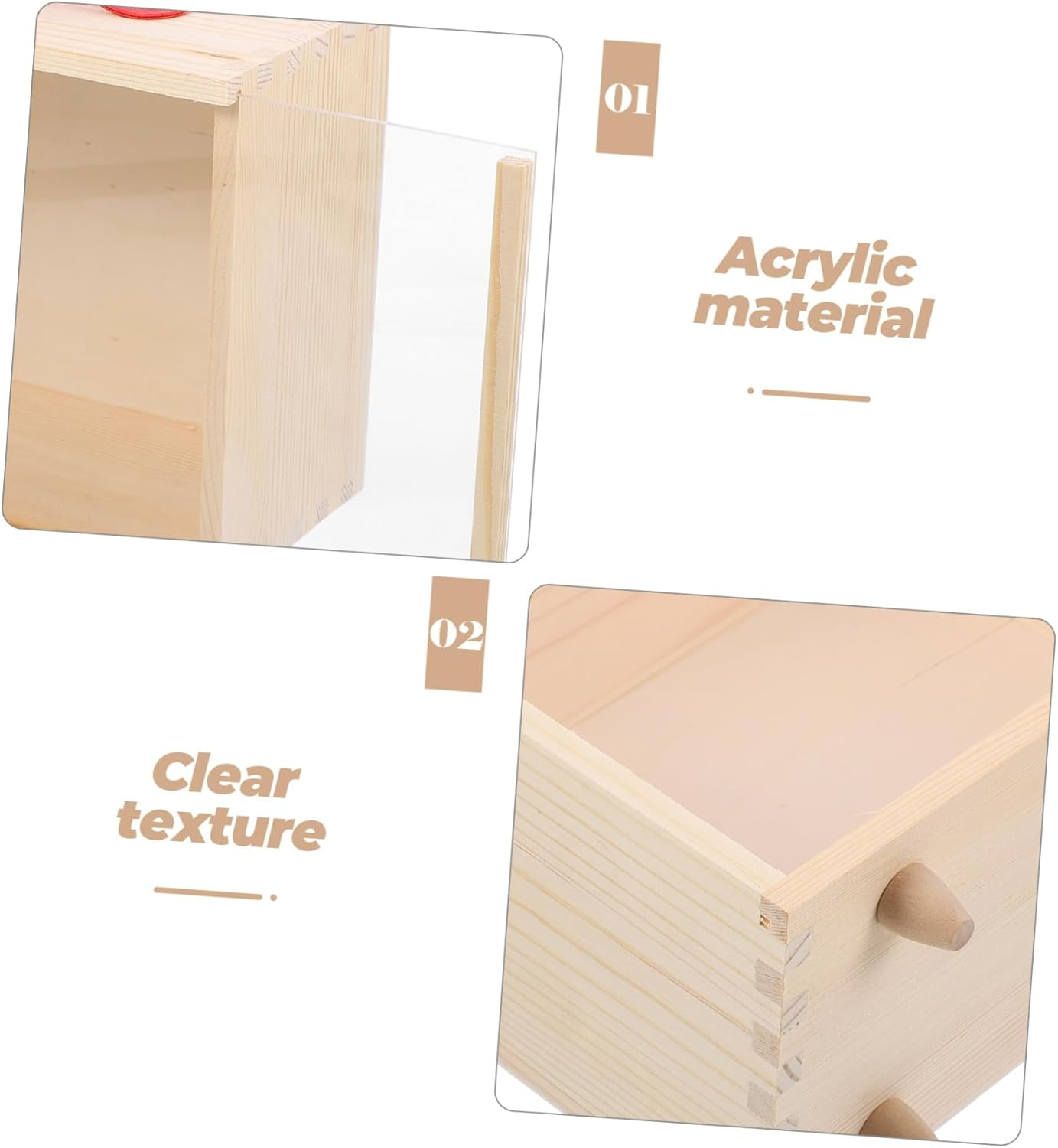 MUSISALY Wooden Storage Box Container with Transparent Lid Reusable Decorative Box for Home Office Smooth Edges Space-Saving Design for Organizing Supplies image number 6