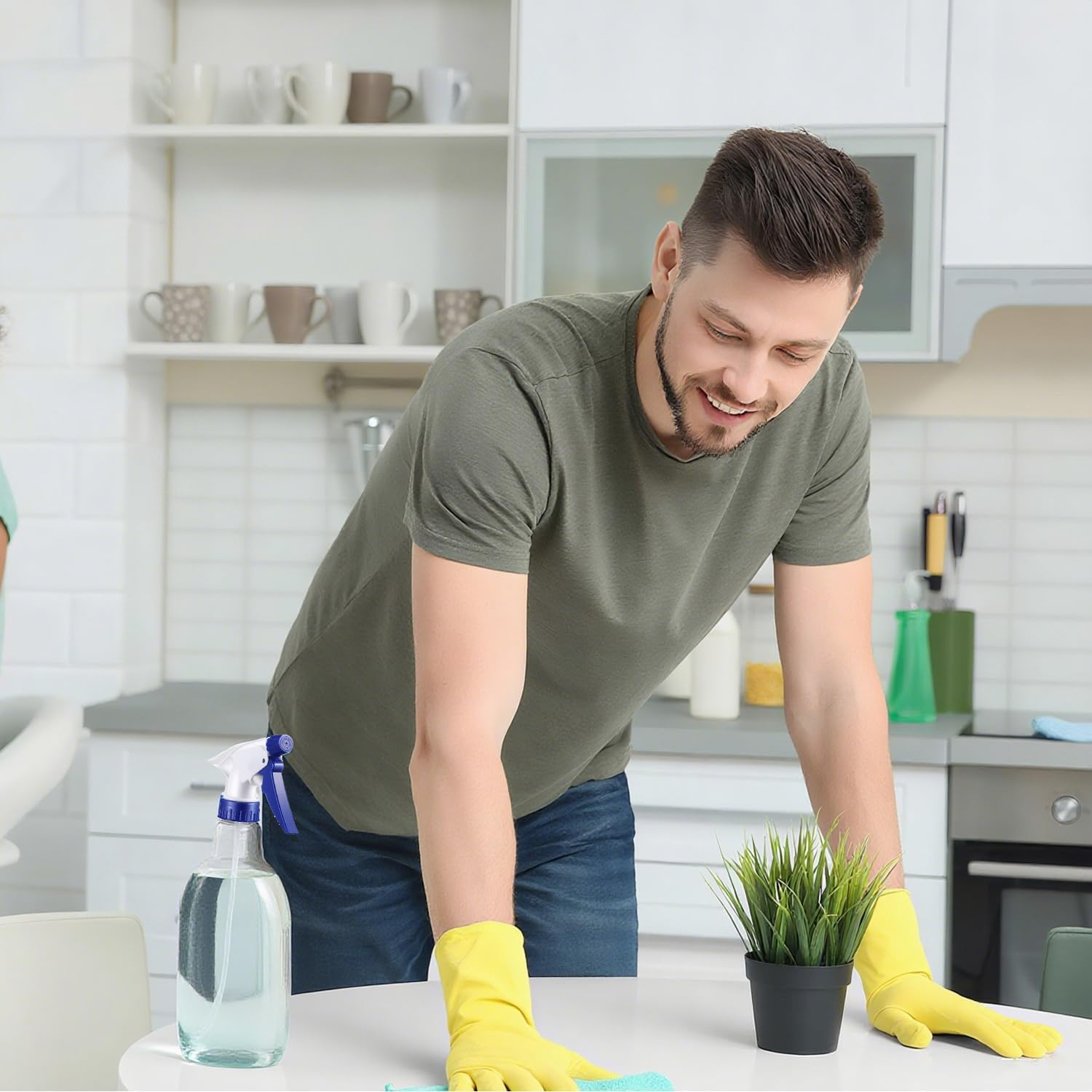 Xinghonyac 8 Pcs Trigger Sprayer Replacement Nozzles, Plastic Spray Bottle Nozzle, Adjustable Water Bottle Spray Trigger for Standard 28/400 Neck Bottle (Blue White)