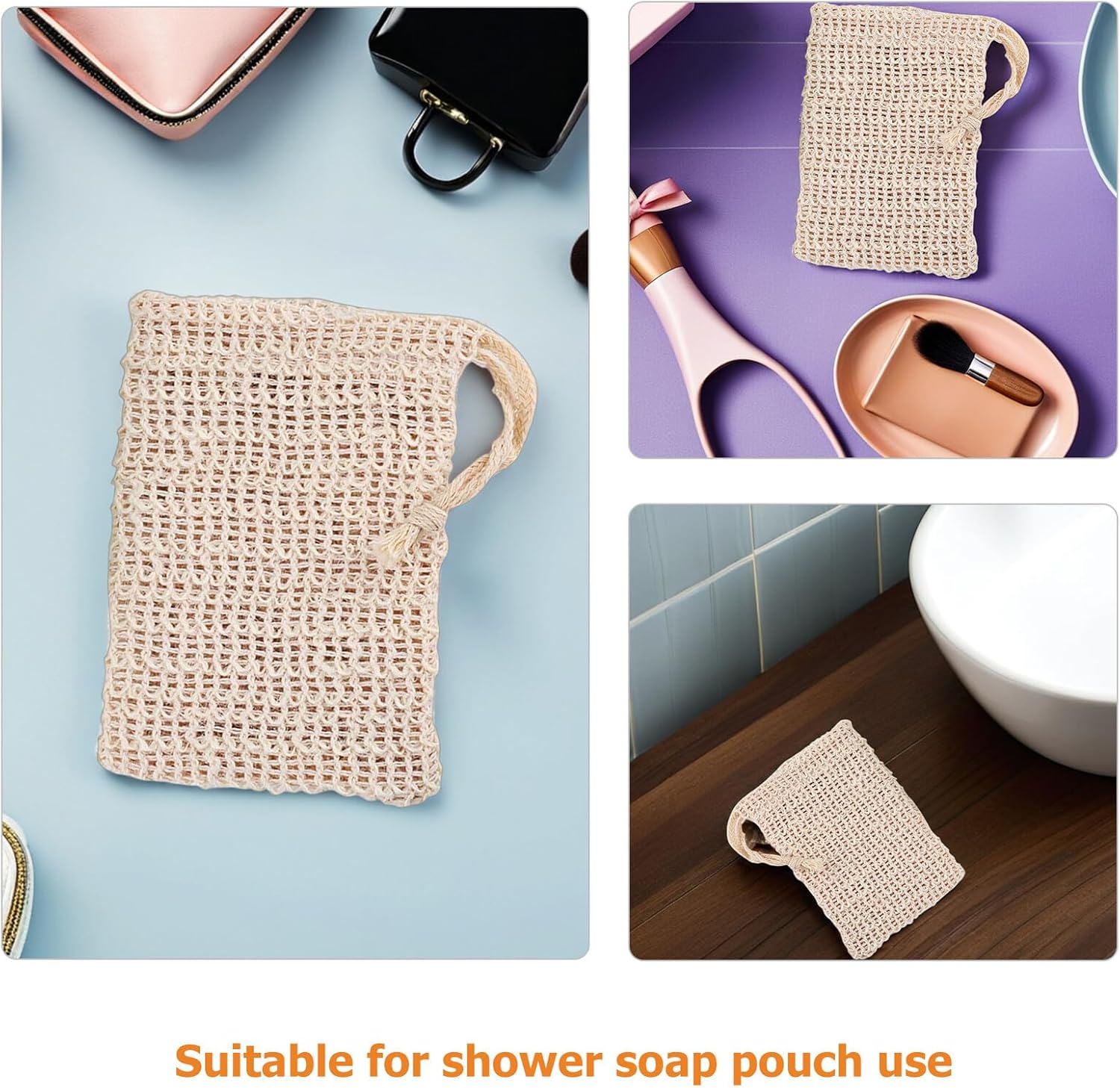 WOONEKY 10Pcs Soap Saver Mesh Bags for Shower and Facial Care Exfoliating Foaming Net Pouch with Drawstring Reusable Quick-Dry Body Scrub Soap Holder for Efficient Cleansing and Pore image number 1