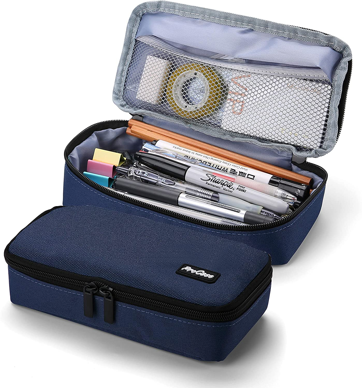 Procase Pencil Bag Pen Case, Large Capacity Students Stationery Pouch Pencil Holder Desk Organizer with Double Zipper, Portable Pencil Pouch for School Office Supplies