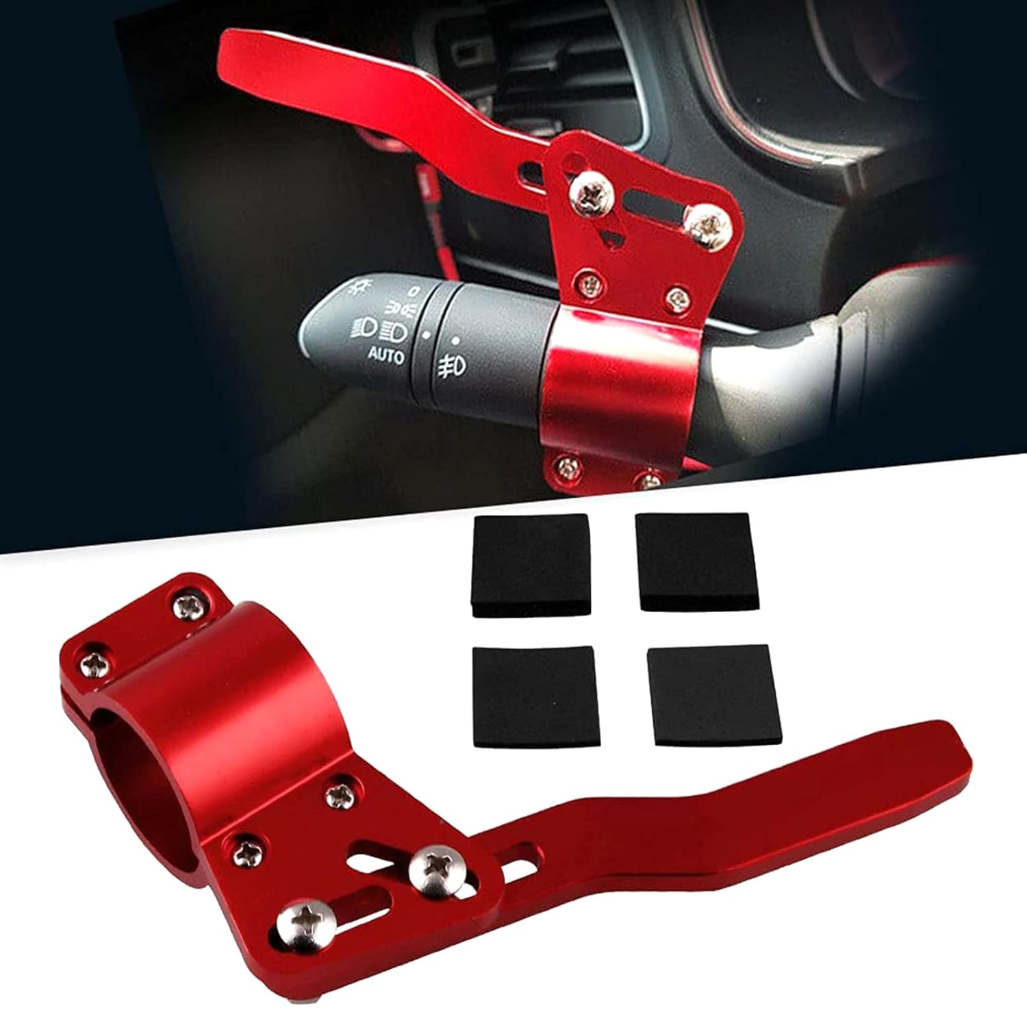 Jeyaic Turn Signal Lever Extender - Car Styling Adjustment Steering Wheel Rod Extension Position Kit - Aluminium (Red) image number 1