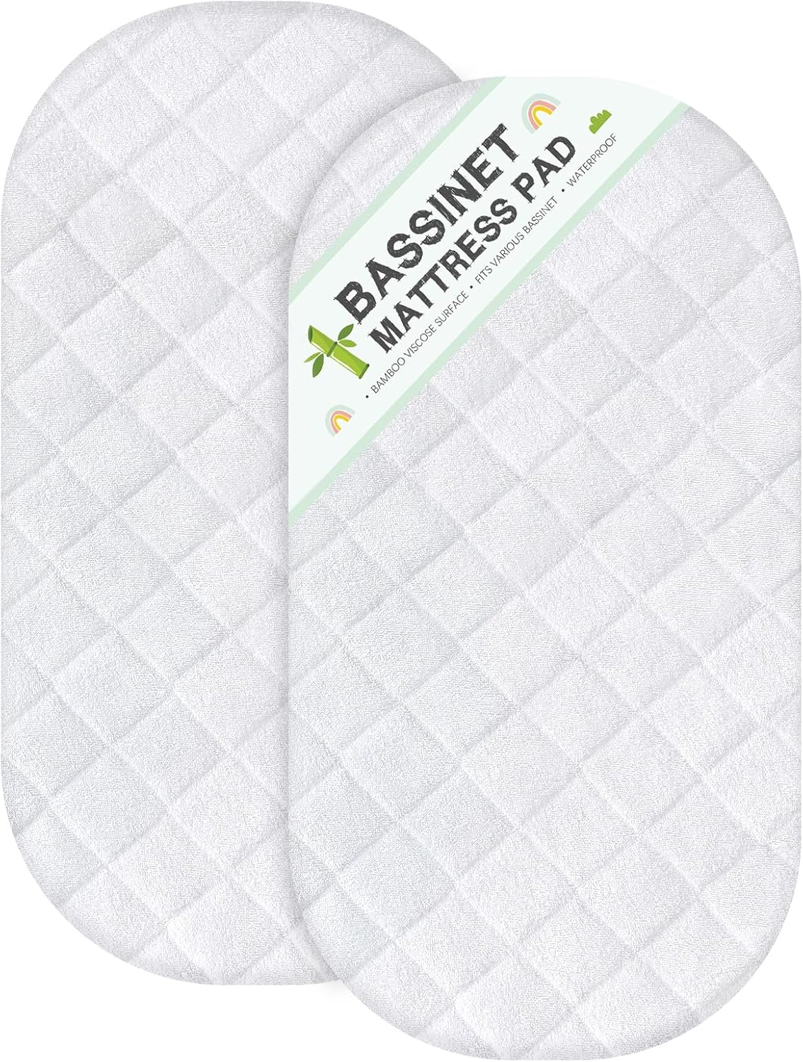 Bassinet Mattress Protector, Fits 15" X 30" Graco Sense2Snooze and Dream on Me Lacy Bassinet, 2 Pack, Waterproof, Washer & Dryer