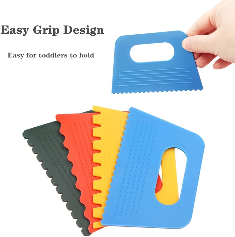 8 PCS Plastic Scraper Tools DIY Line Graffiti Tools Colored Plastic Paint Scrapers for Toddlers Kids Paint Crafts DIY Line Graffiti image number 1
