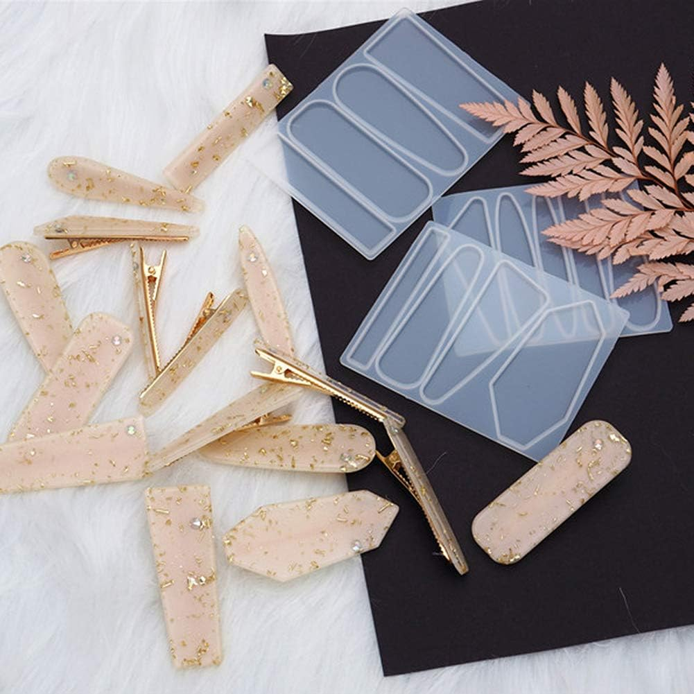 33 Pcs Silicone Resin Hair Clip Mold DIY Hair Barrettes Jewelry Casting Mold for Hair Pin Pendant Making, Hair Clip Silicone Mold Jewelry Molds for Epoxy Resin Crafts image number 3