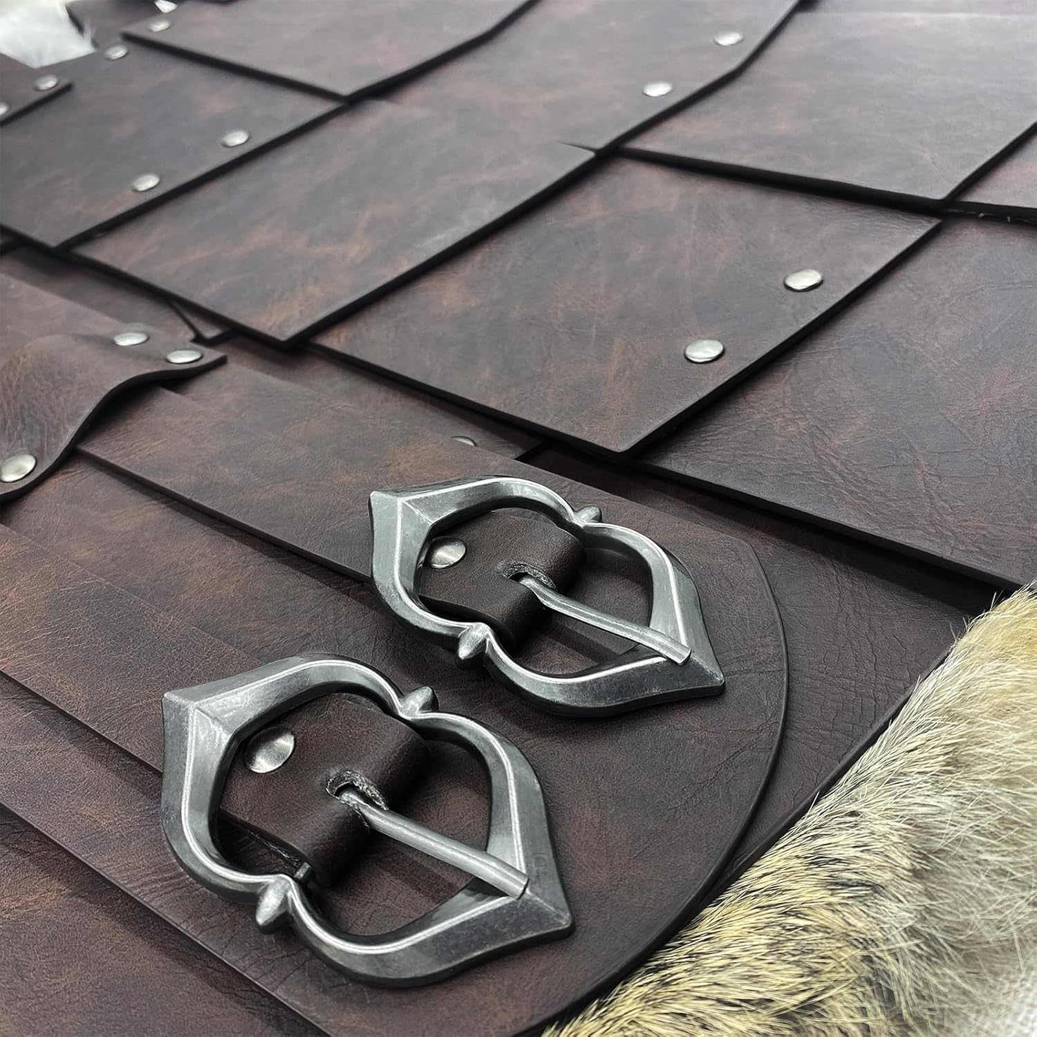 Hiifeuer Medieval Faux Leather Wide Belt Thigh Armor, Retro Double Sides Waist Armor, Mercenary & Knights Skirt for LARP image number 3