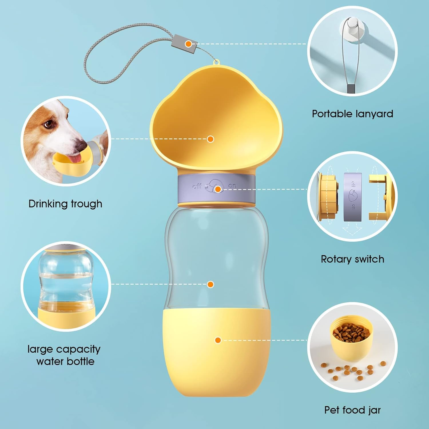 Zalati Dog Water Bottle 2-In-1 Portable Dog Water Feeder Container Feeding Bowl for Hiking Travel to Go 12.7 Oz image number 5