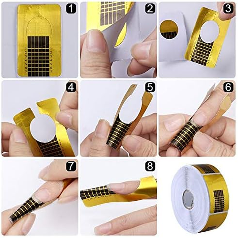 PROFICO Square Nail Stencils | Self-Adhesive Modelling Template for Gel and Acrylic Nail Extension (Pack of 500, White) image number 4