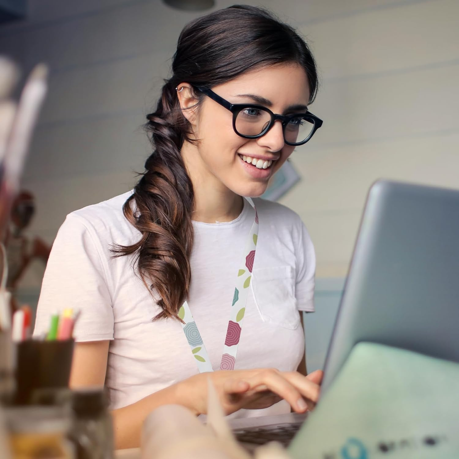 RYKOMO 15 Pieces Sublimation Blank Lanyards White Sublimation Lanyards Neck Lanyards with Badge Holder DIY Sublimation Lanyards with Detachable Buckles Heat Transfer Lanyards for Keychain Card Name