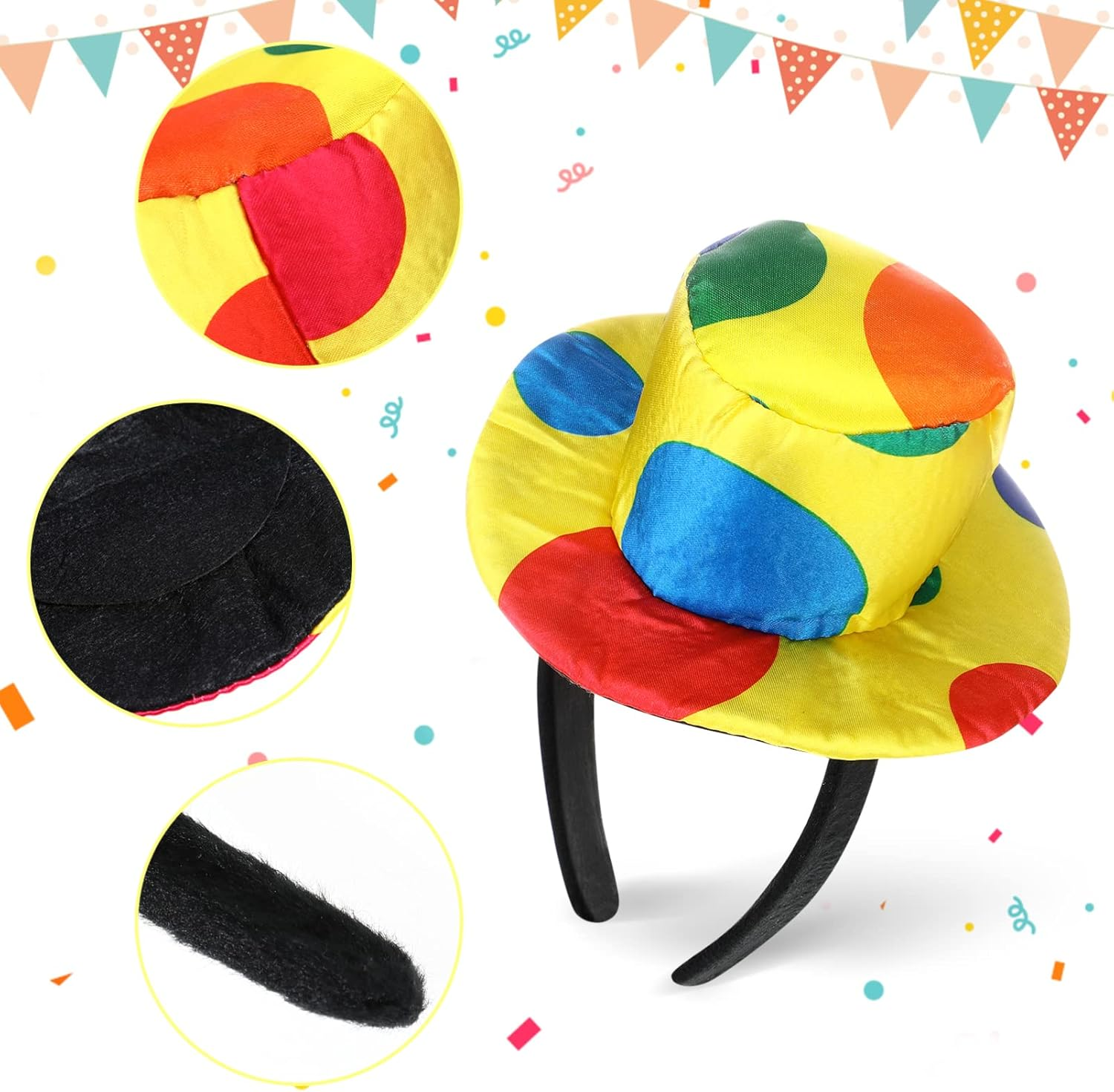 NUOBESTY Circus Clown Hat Funny Clown Hat Small Nose Adult Jester Headband Costume Prop S for Adults Women Circus Hat Women'S Accessories Clothing image number 2