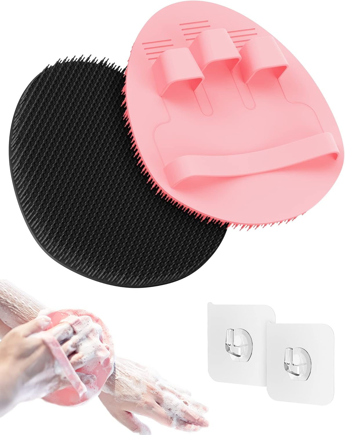 Manmihealth Soft Silicone Shower Brush, Super-Lathering Body & Face Brush, Gentle Exfoliating Cleaning Glove for Baby,Sensitive,Dry and All Skin Types (Black X 1)