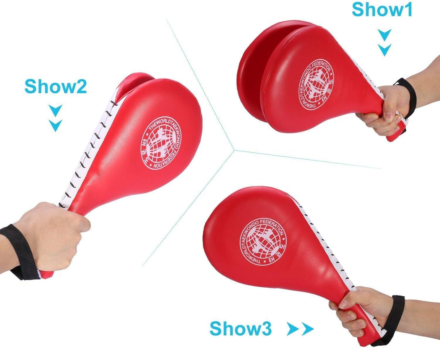 Yosoo 1 Pair of Taekwondo Double Kick Pad Target Tae Kwon Do Karate Kickboxing Training TKD Kicking Pad Practice Kick Target Training Double Face Kick Foot Pad Martial Arts Equipment Sporting Goods Pa image number 4