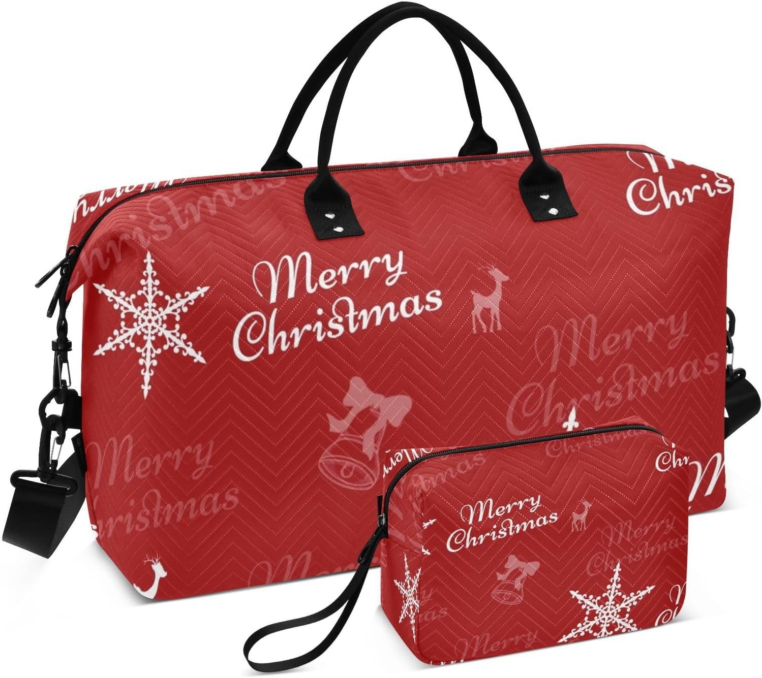Red Christmas Party Duffel Bags Travel Weekender Gear Bag Workout Bag with Adjustable Strap for Sports Waterproof, Red Christmas Party, 1 Size image number 1