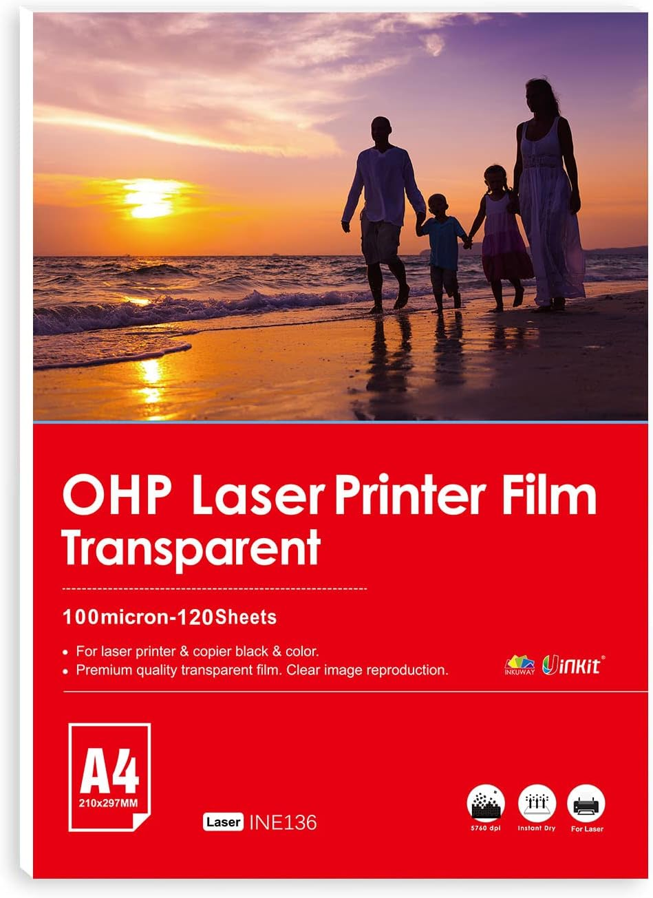 Inkuway OHP A4 120Sheets Transparent Film Acetate Sheet for Laser Printer and Copier Used for Craft & Screen Print image number 6