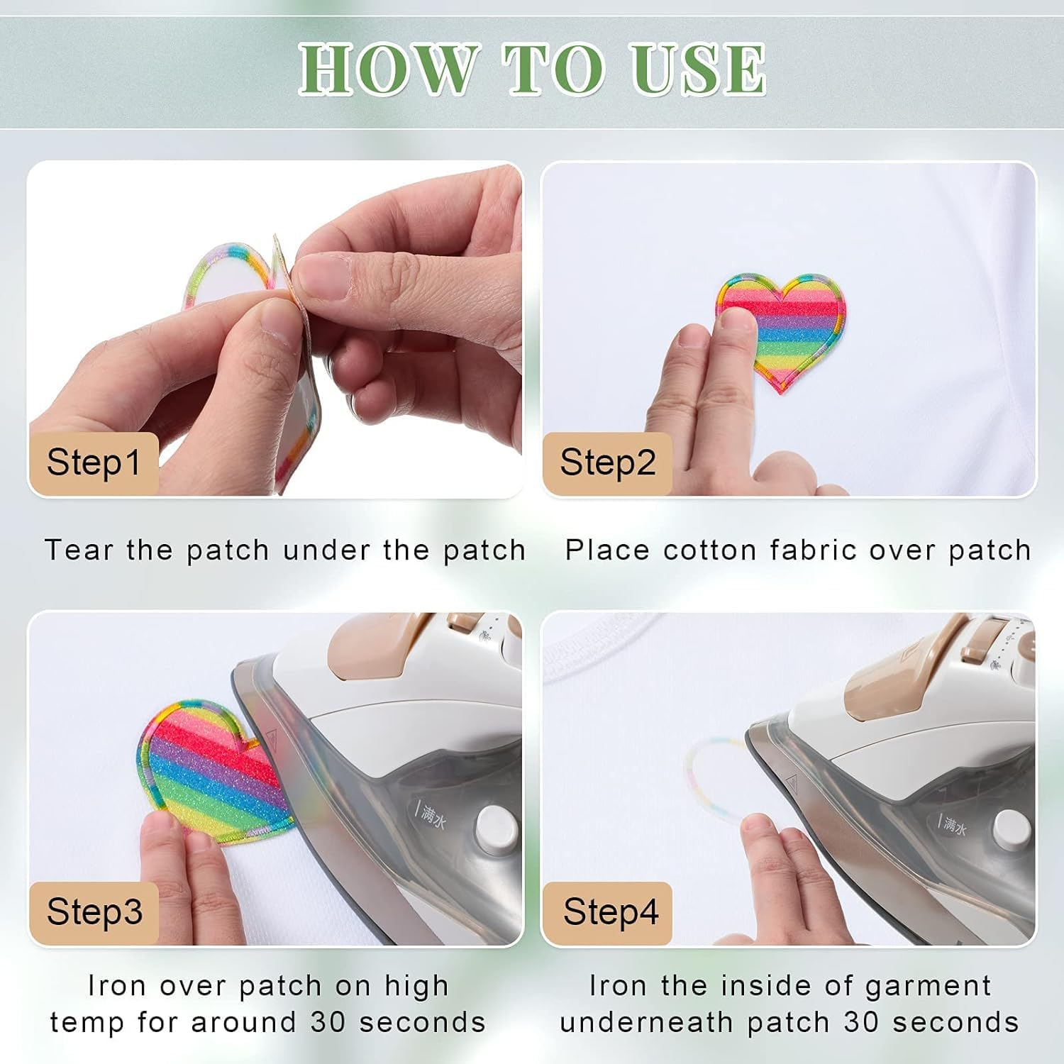 25 Pieces Rainbow Mermaid Heart Iron on Patches Kids Iron on Knee Patches Sew on Embroidered Colorful Heart Appliques Mixed Heart Patches for DIY Jeans Clothes Jackets Backpack Decoration Handicrafts image number 4