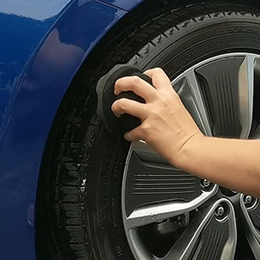 2 Pcs Large Tire Dressing Applicator Pad,Tire Shine Applicator Dressing Pad,Durable and Reusable Hex-Grip Tire Detailing Tool for Applying Tire Shine image number 2