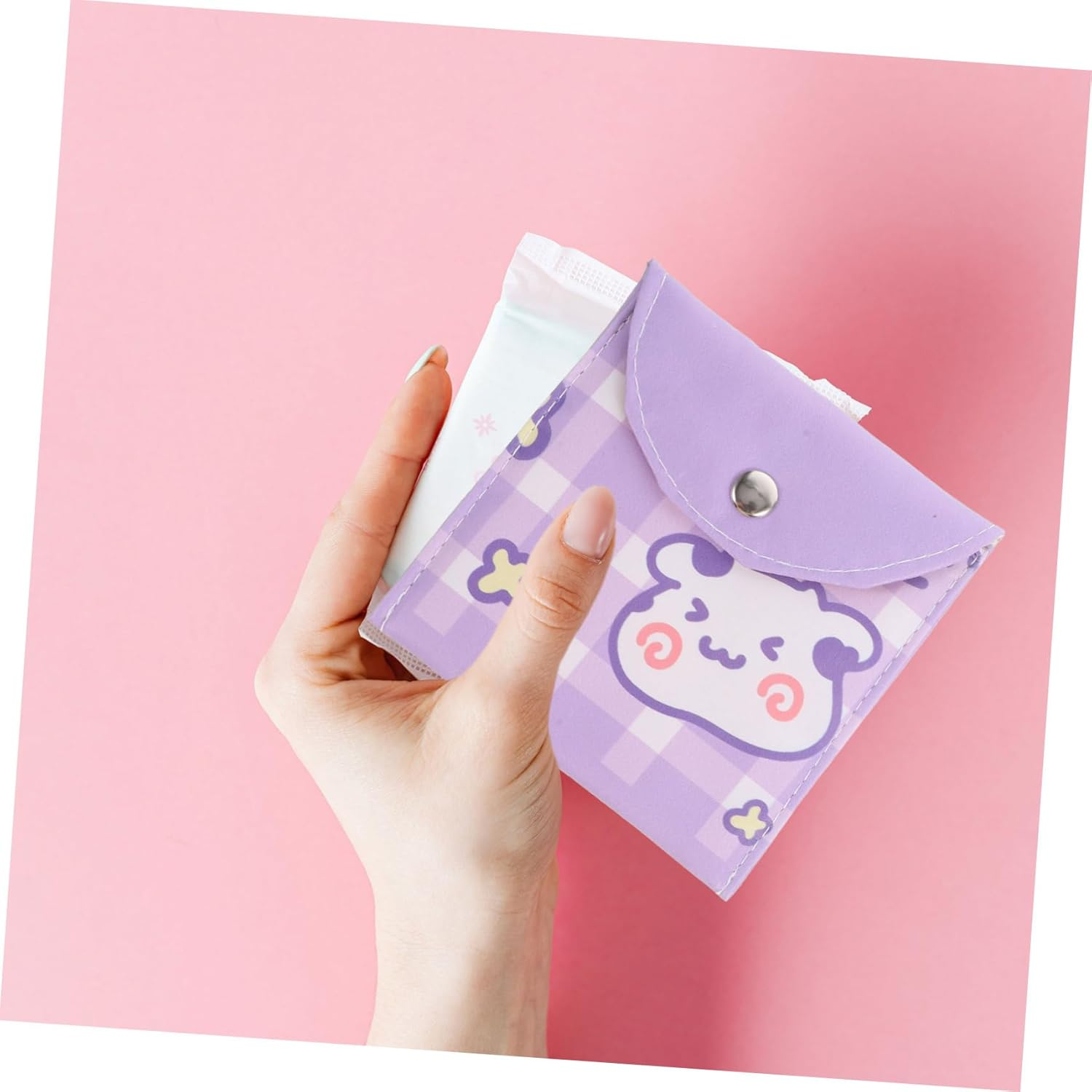 Sanitary Napkin Storage Bag 2Pcs Large Capacity Portable Period Pouch Travel Sanitary Pad Holder Girls Menstrual Pad Container for Daily Use image number 4